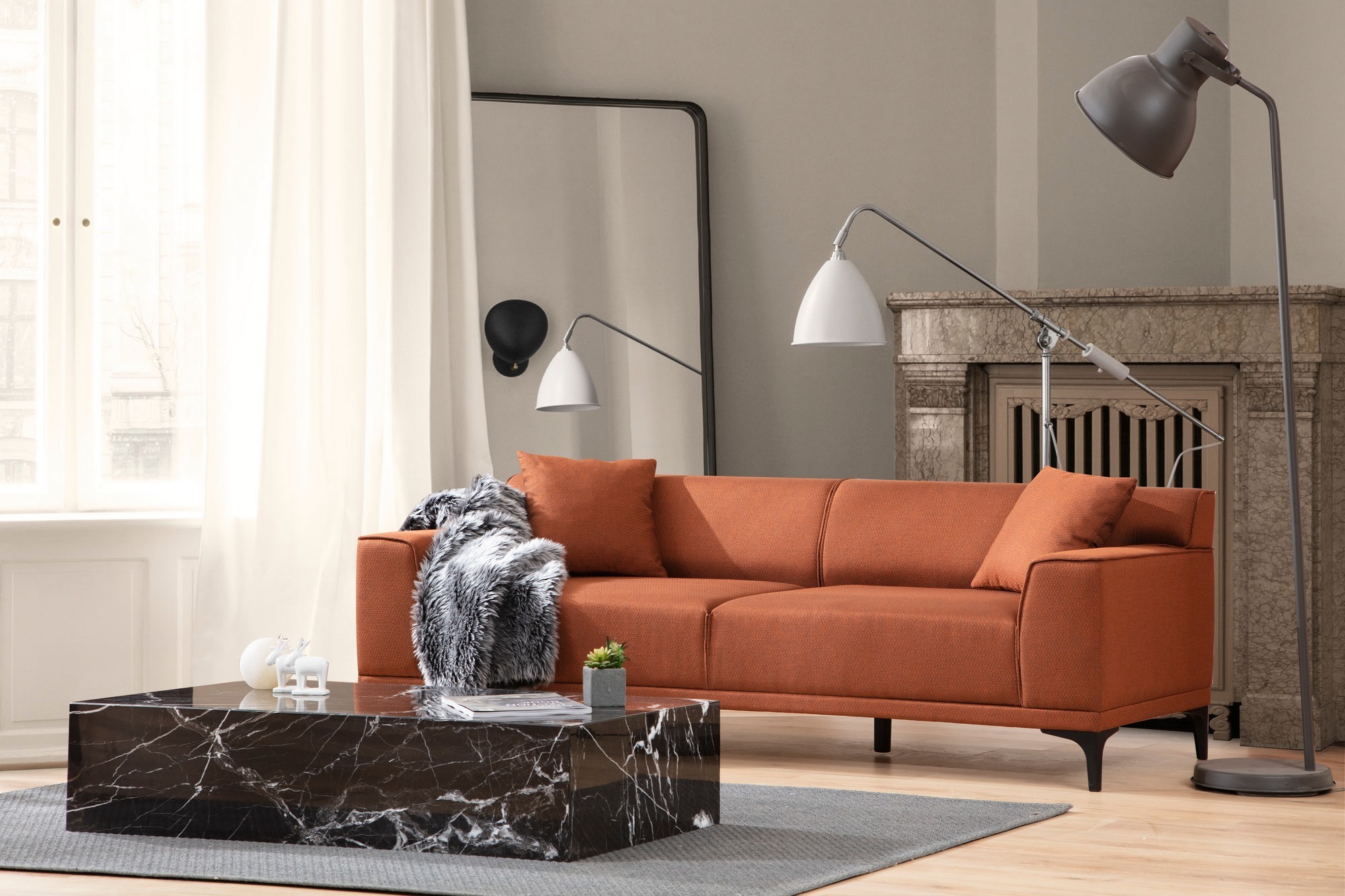 Petra 3 Sofa Orange