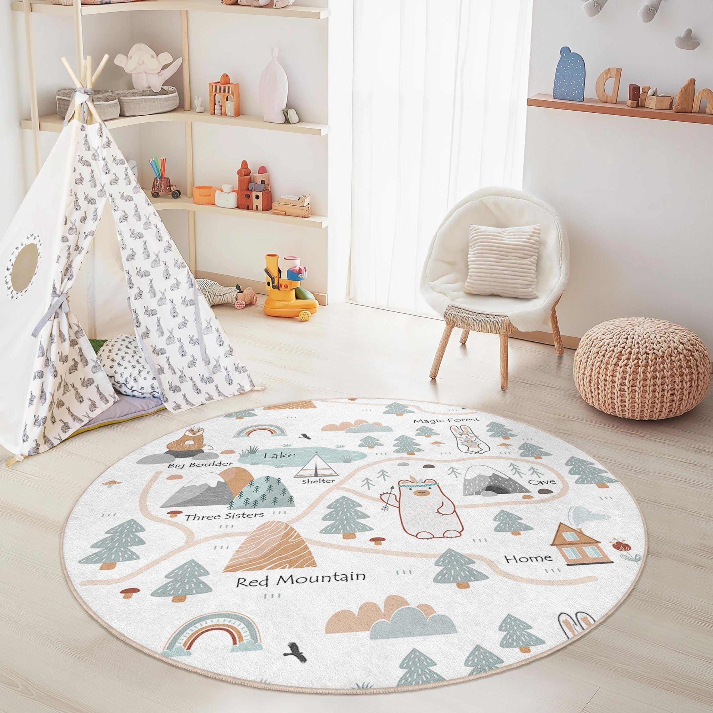 Zauberwald Kinderteppich Mehrfarbig ⌀120cm