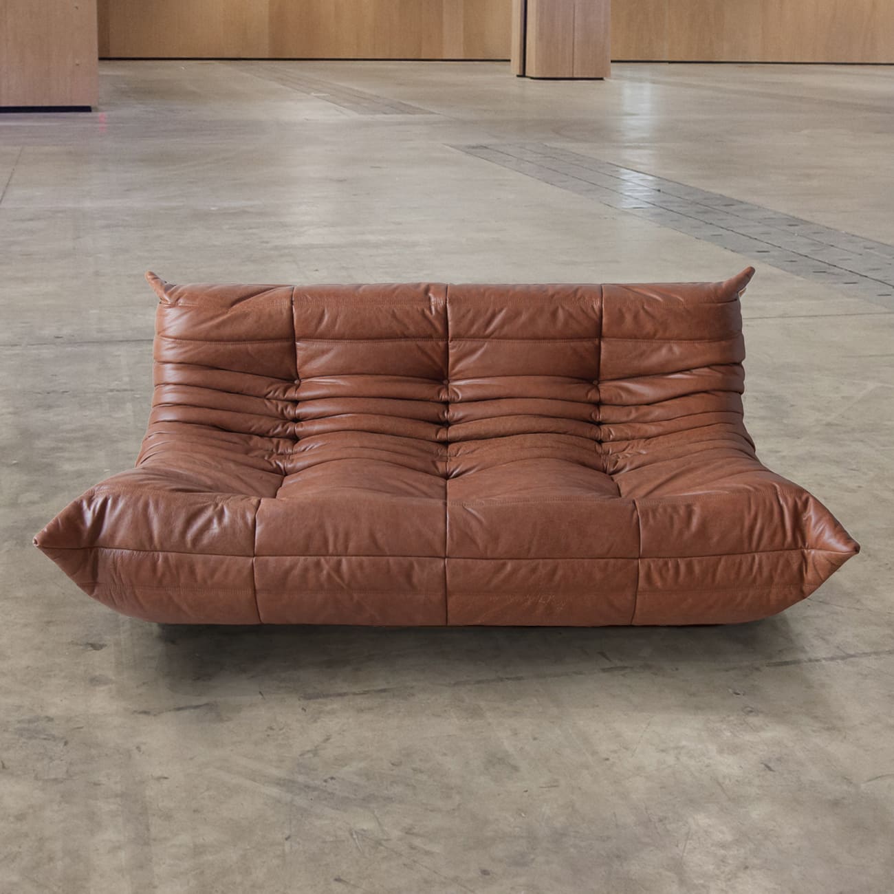 Togo Lounge Set 3-piece. Pull-Up Leather Pine Brown