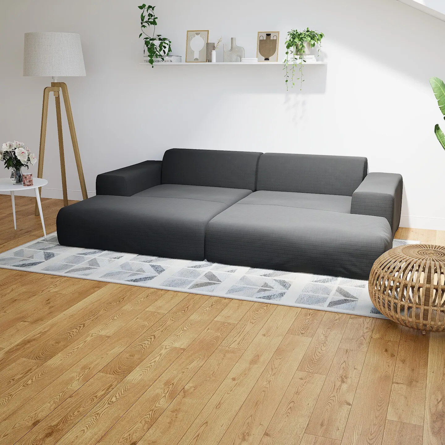 Pyllow Ecksofa Webstoff Anthrazit