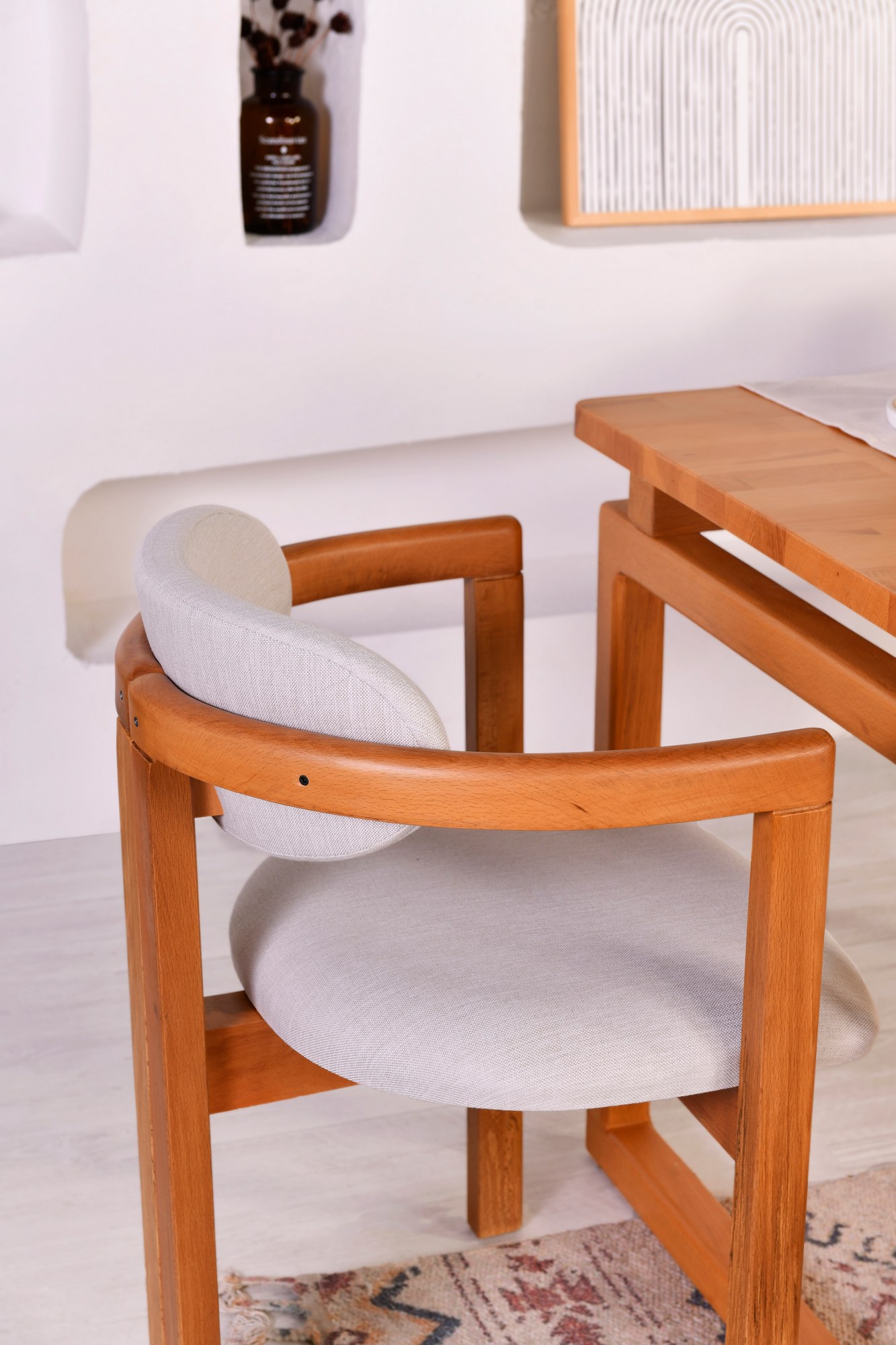 Cheri Set tavolo da pranzo 5 pz. pelle nabuk grigio chiaro