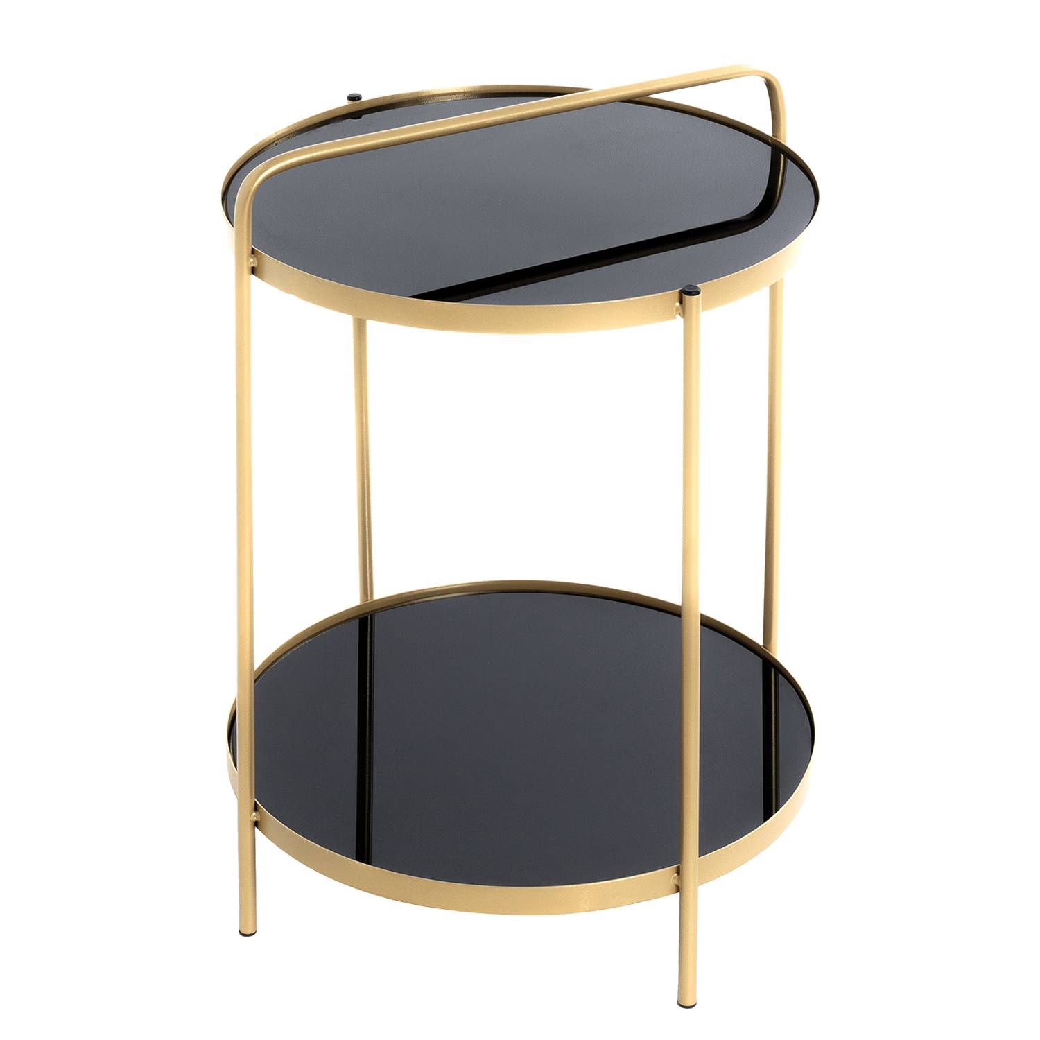 Warwick Beistelltisch Glas Metall Schwarz Gold