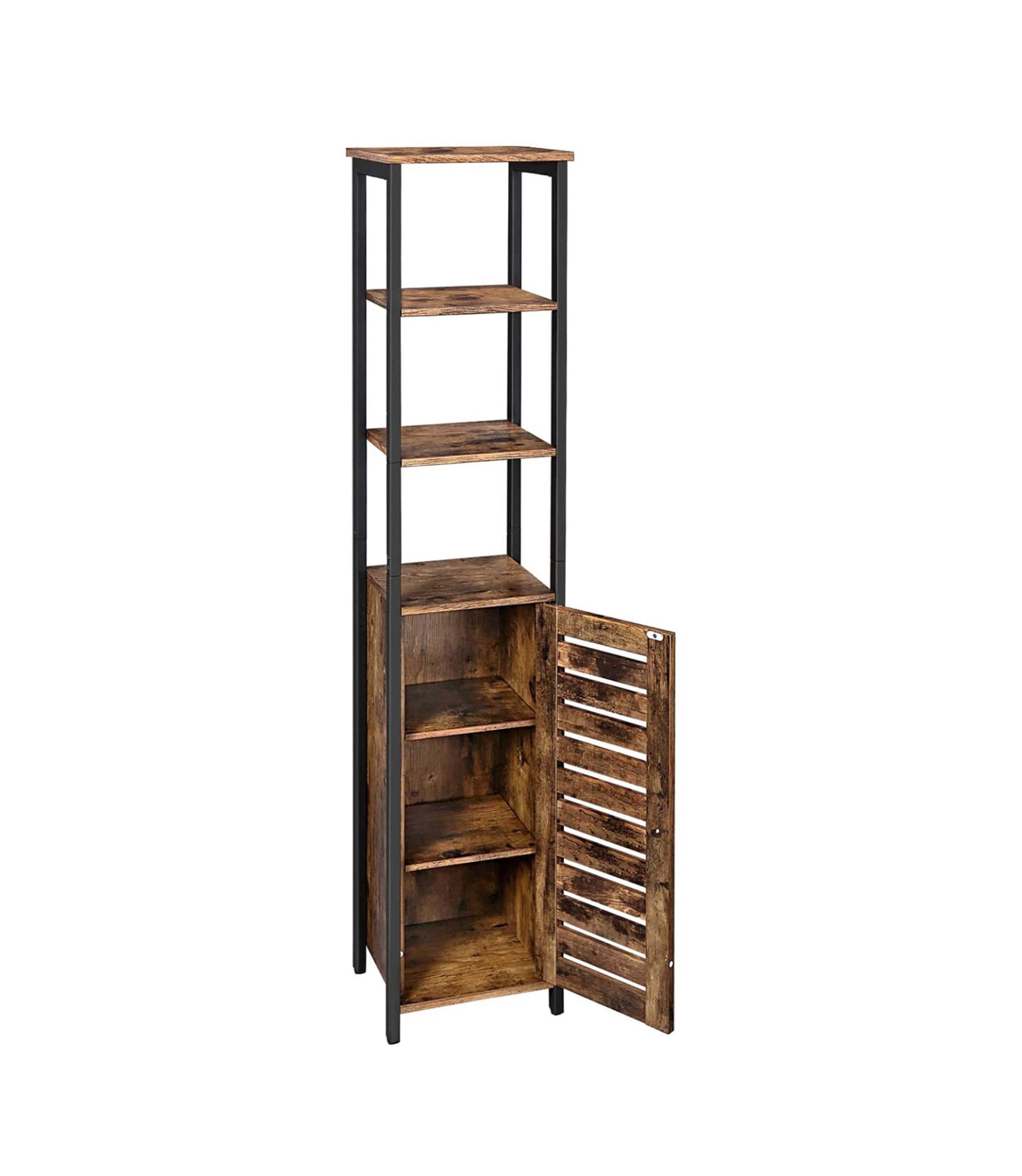 Regal Holz Metall Braun Schwarz