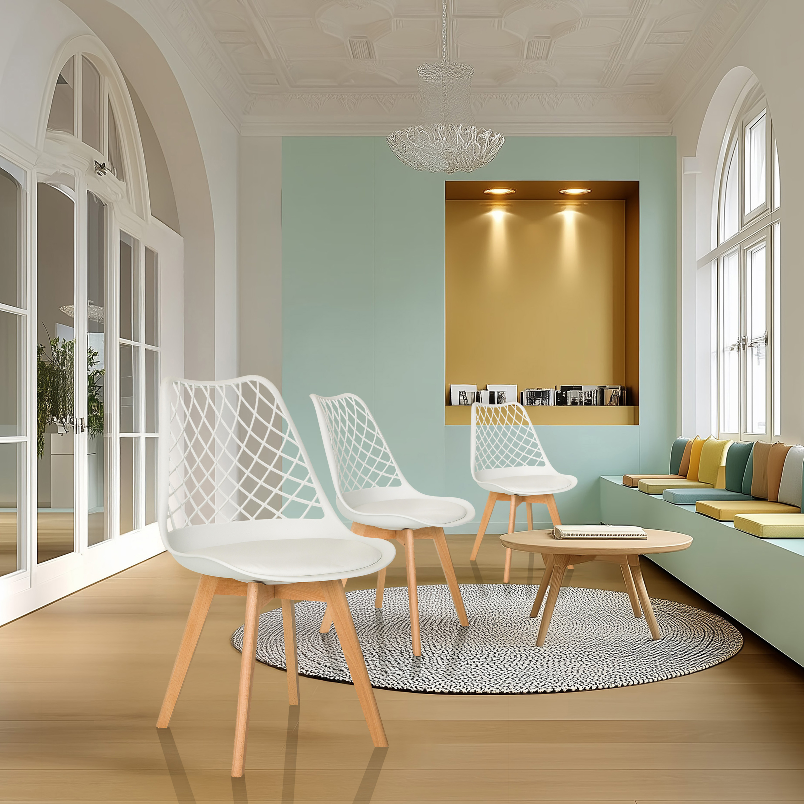 Visitor chair / Shell chair SCANDI HOL Plastic white hjh LIVING