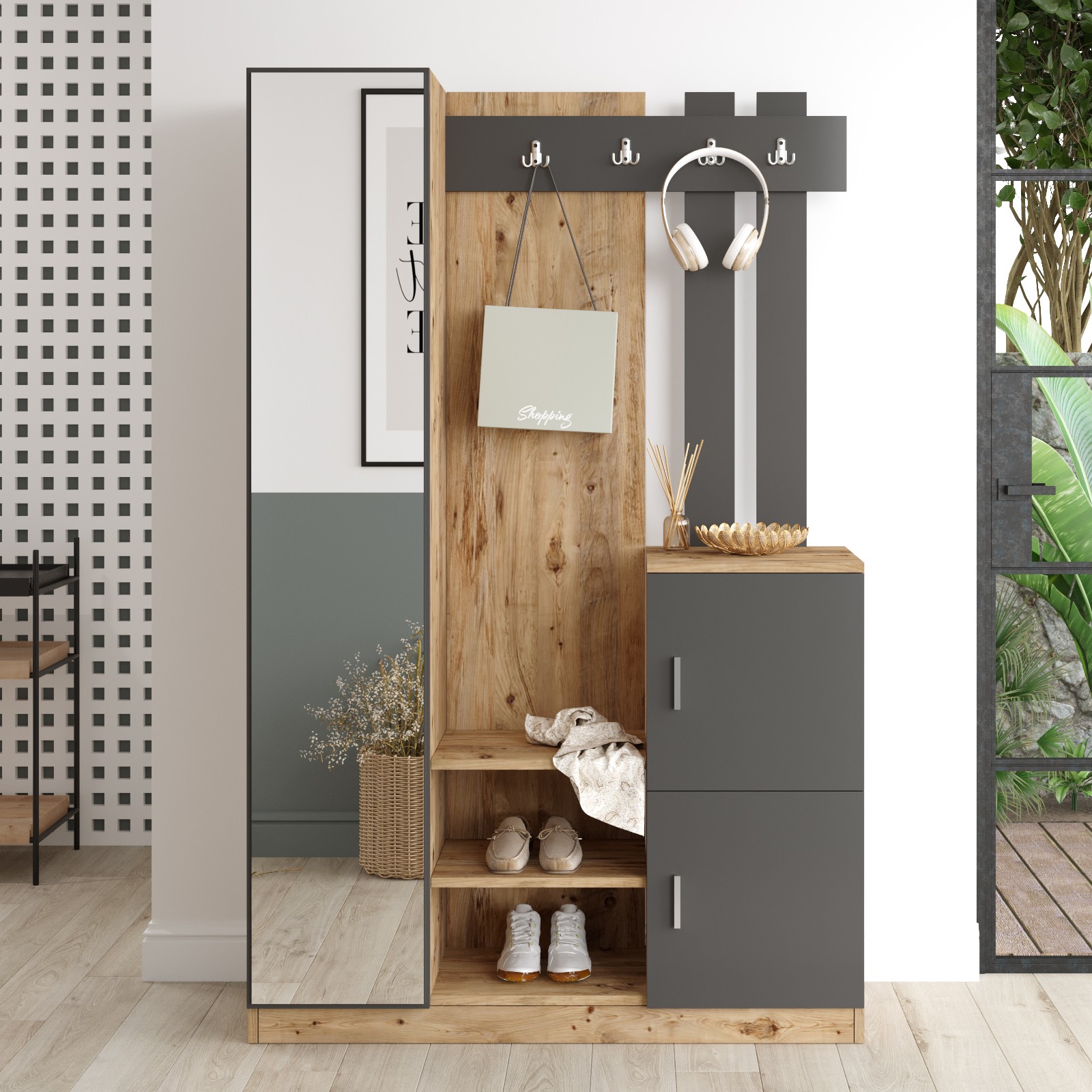 Orga Garderobe Braun Grau 113.6cm x 180cm