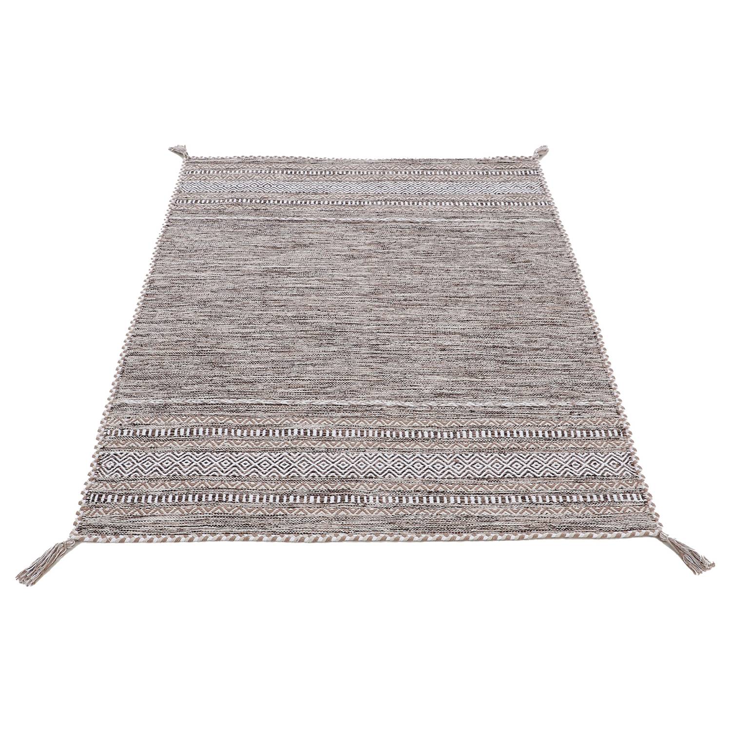 Flachgewebeteppich Kelim Azizi Baumwolle Beige 80 x 150 cm
