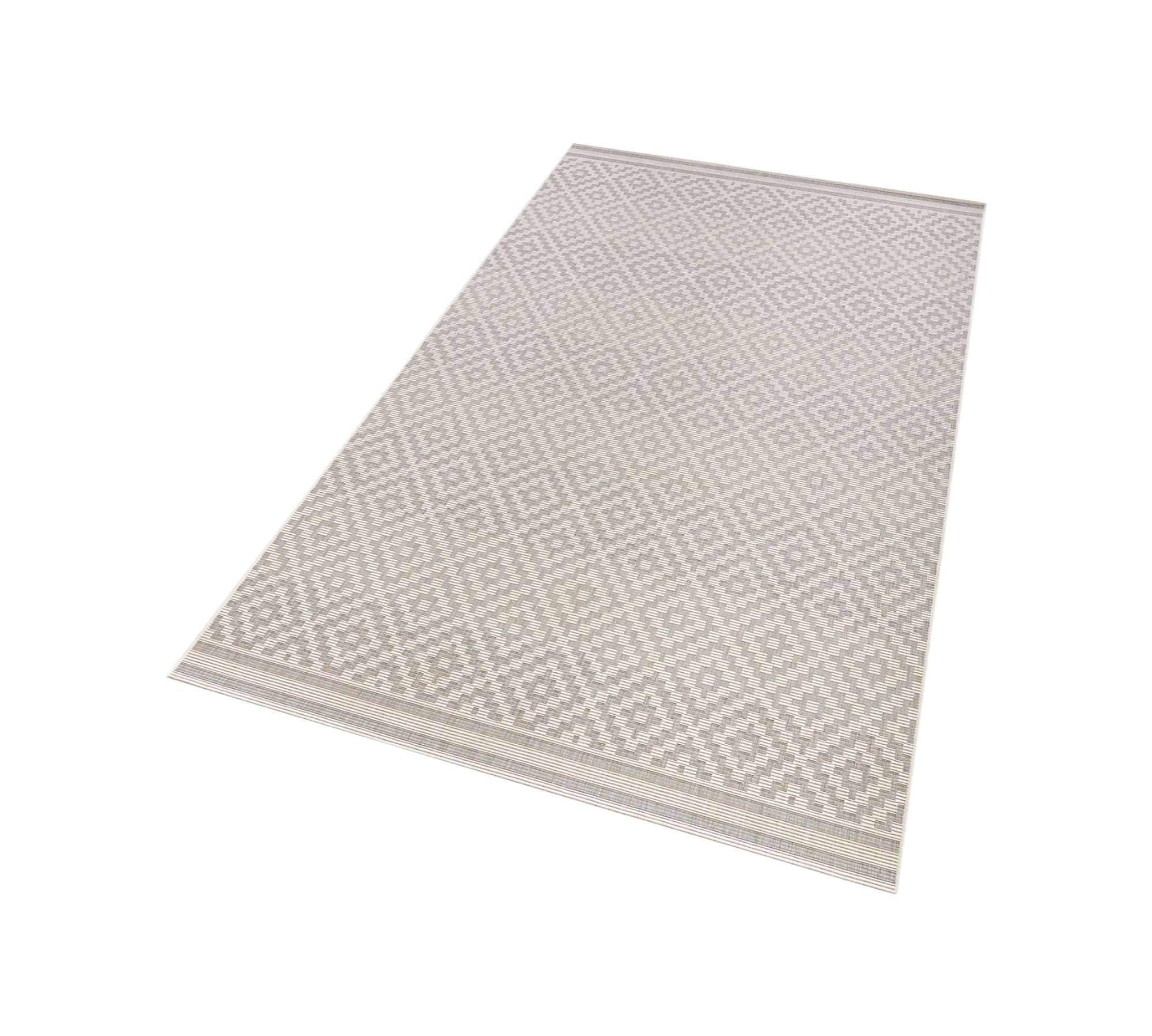 Outdoor Teppich Raute Grauweiß 200 x 290 cm