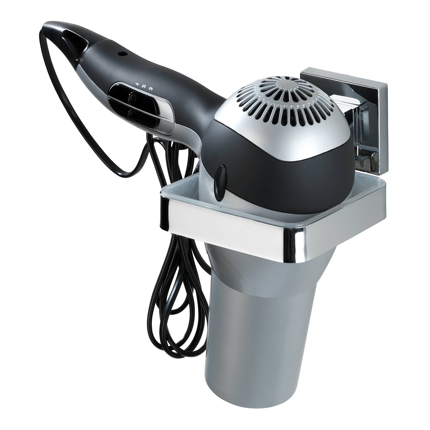 Haartrocknerhalter Vacuum-Loc Quadro Edelstahl Rostfrei