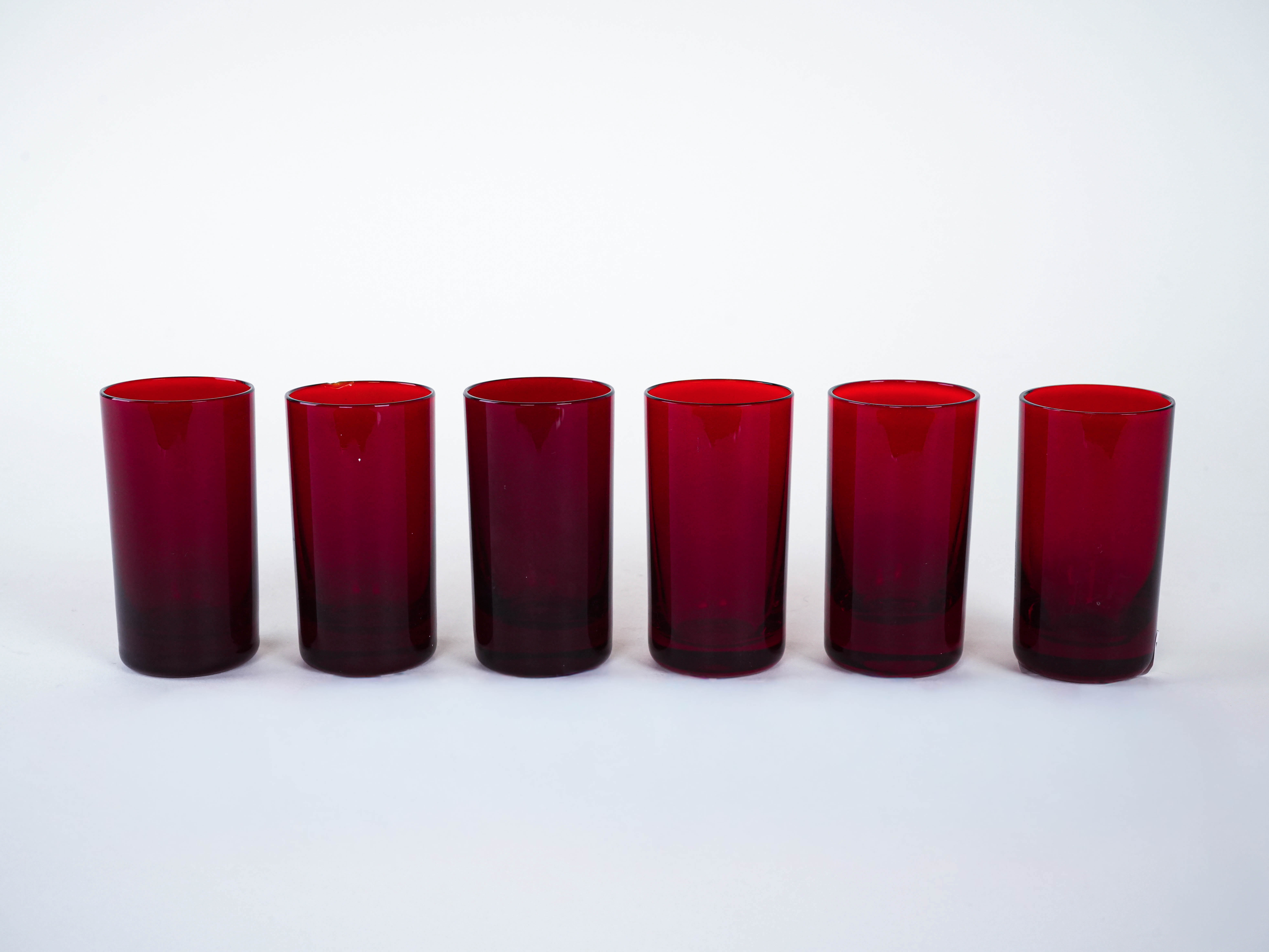 Gläser 6er Set Rubyfarbe