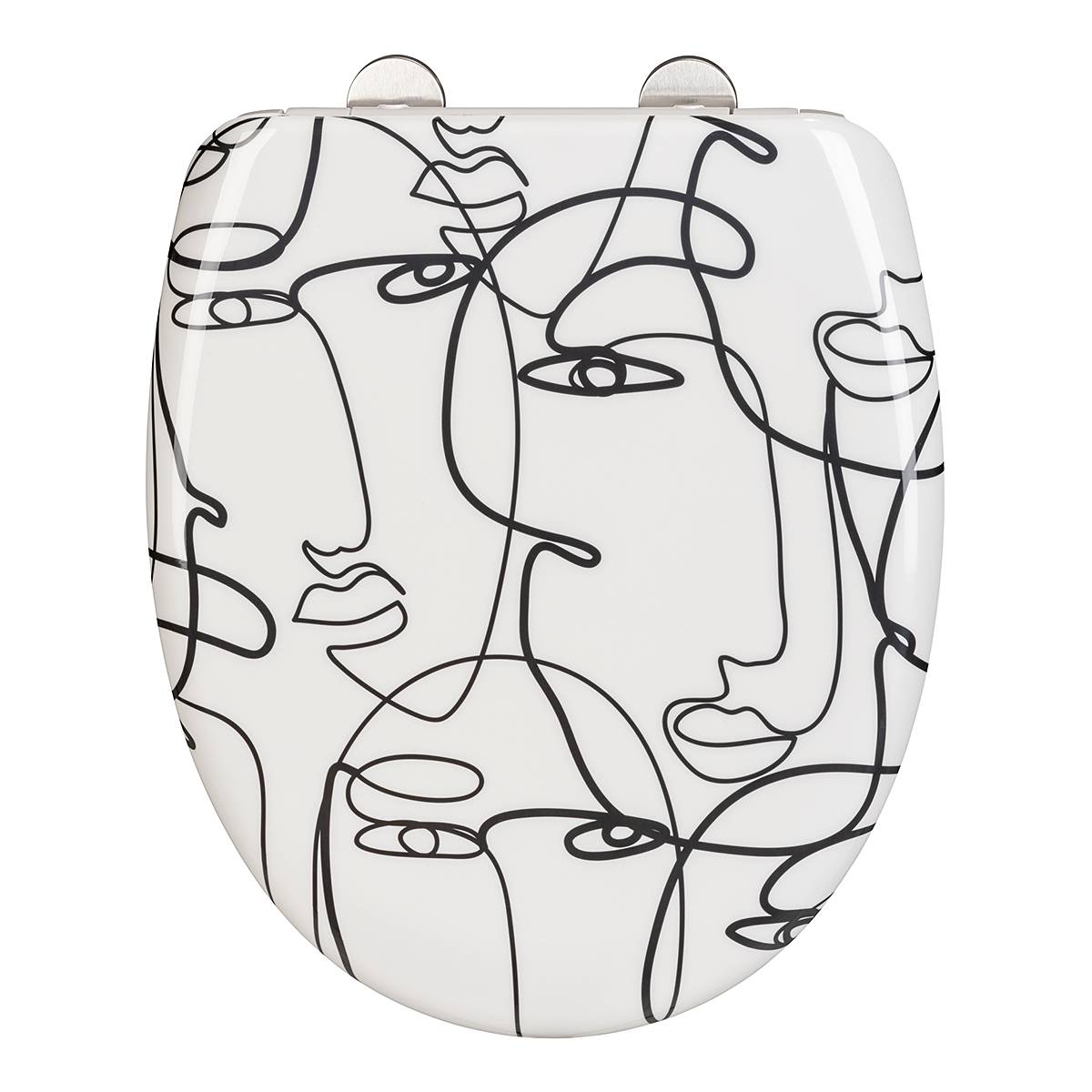 Faces Toilet Seat Duroplast Stainless Steel Black White