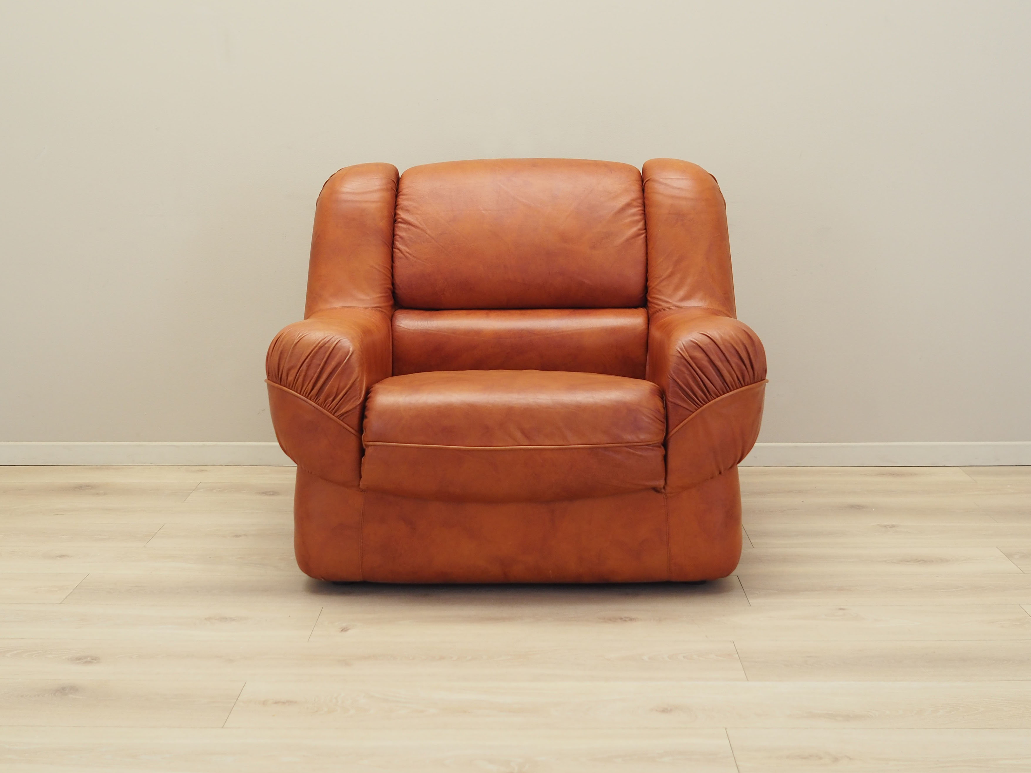 Sessel Leder Braun 1970er Jahre