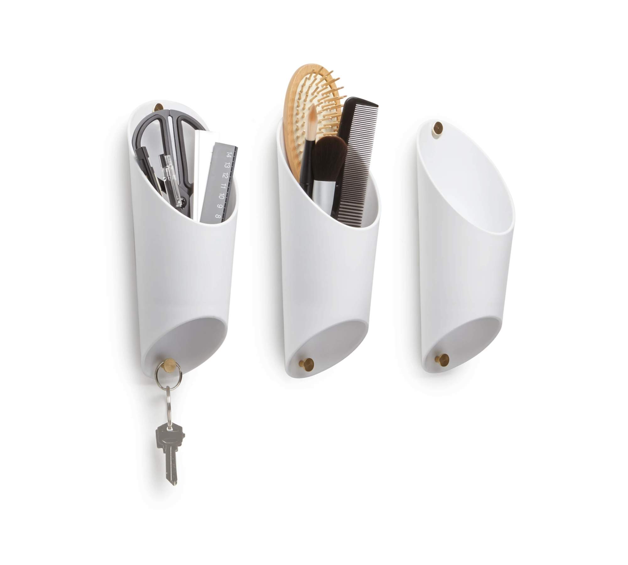 3x Wandvase Weiß