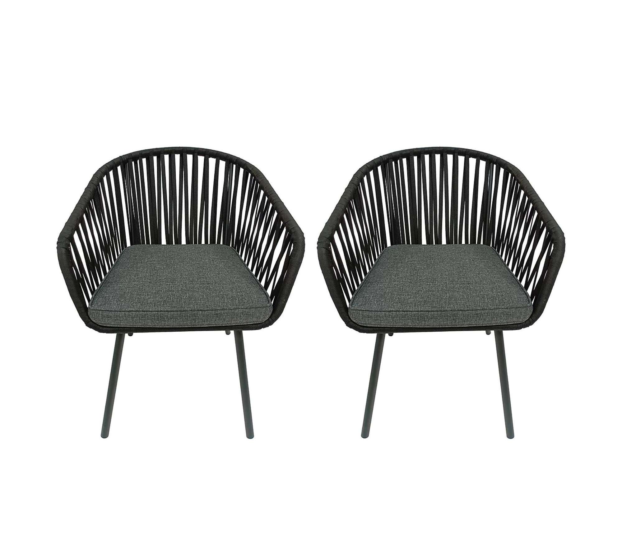 2x Gartenstuhl Metall Textil Schwarz