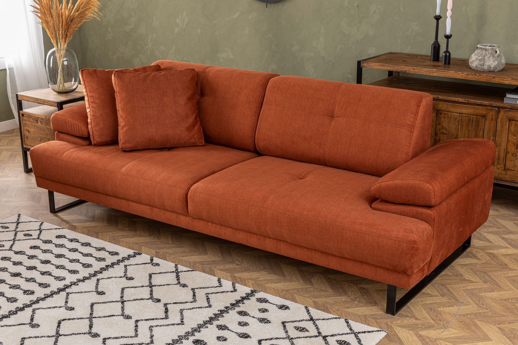 Sofa 3-Sitzer Textil Orange