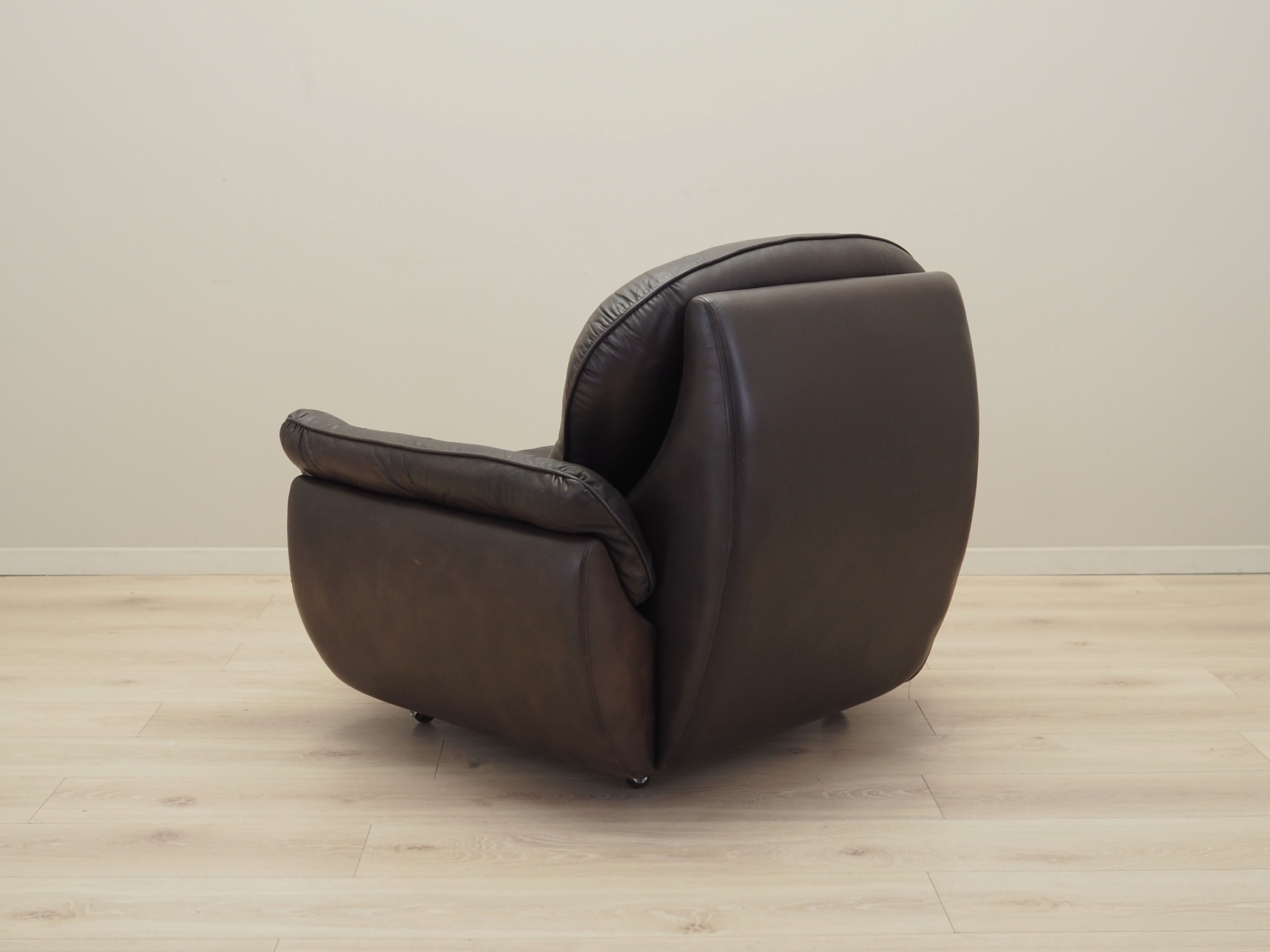 Armchair with casters, leather, brown, 1970s