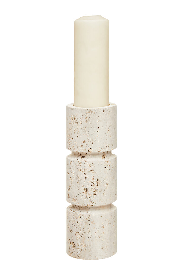 Tibor Large Candlestick Travertine White