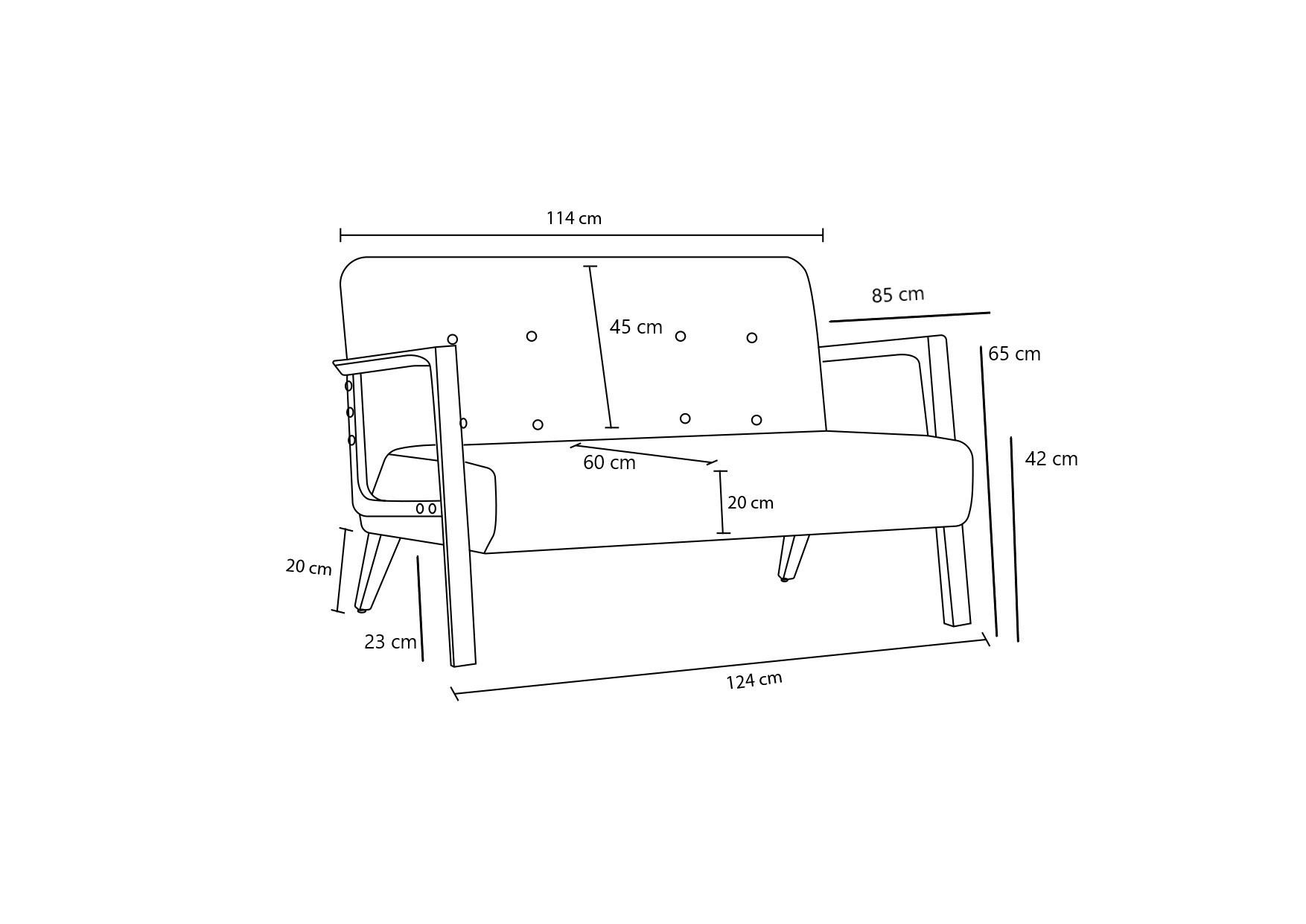 Kemer Sofa Buchenholz Cream