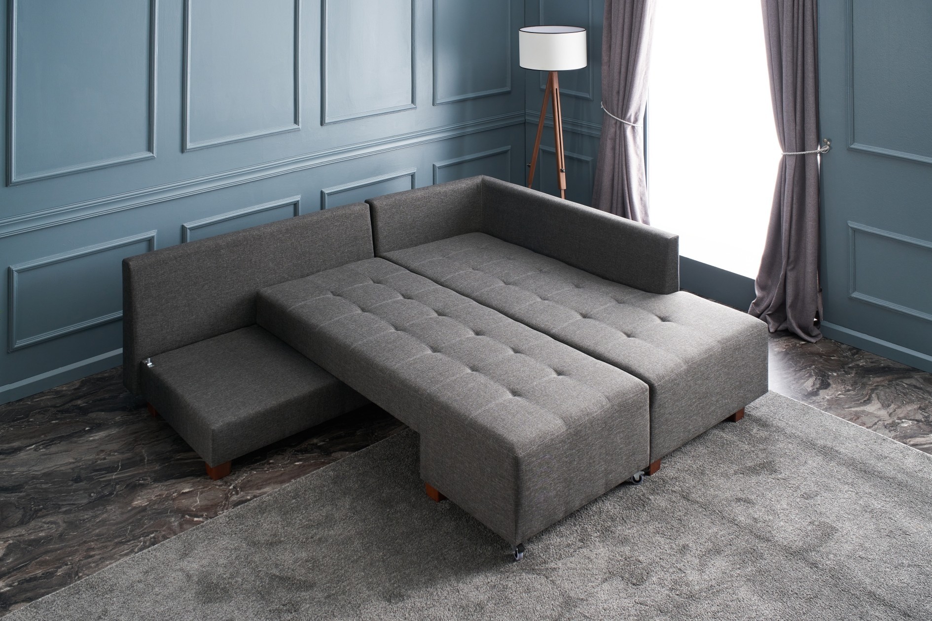 Manama Corner Sofa Bed Right - Anthracite