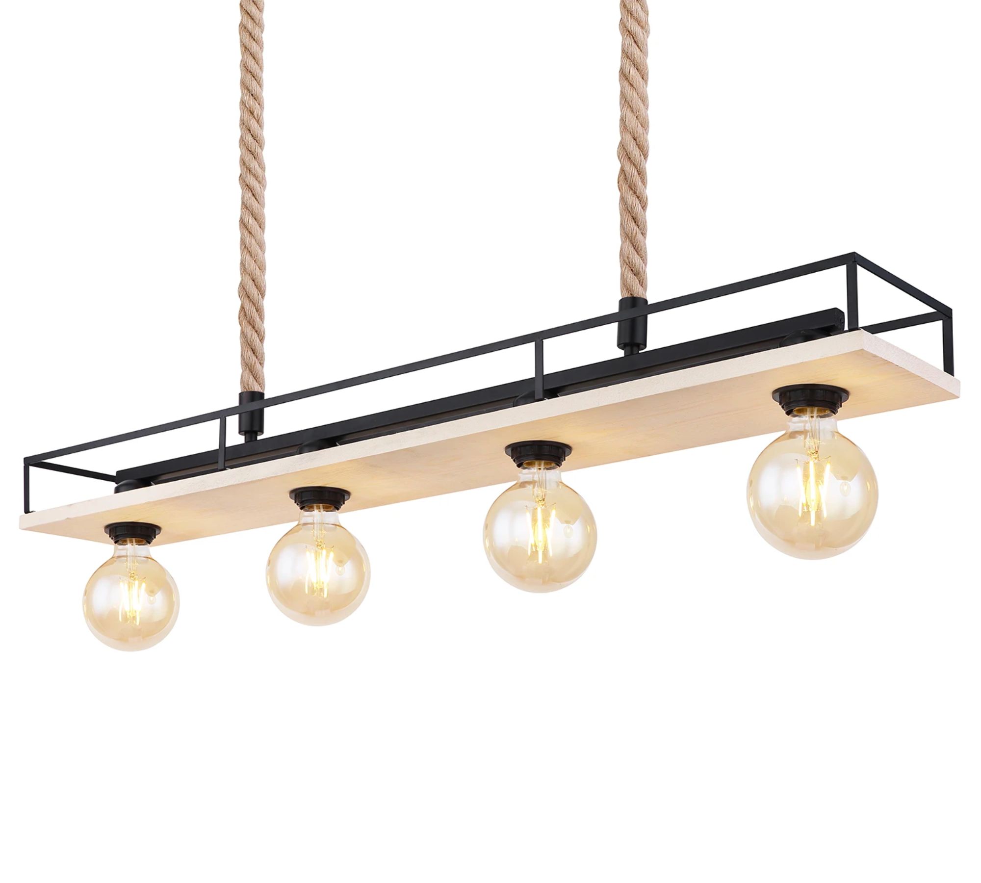 Pendelleuchte Holz Metall Beige Schwarz