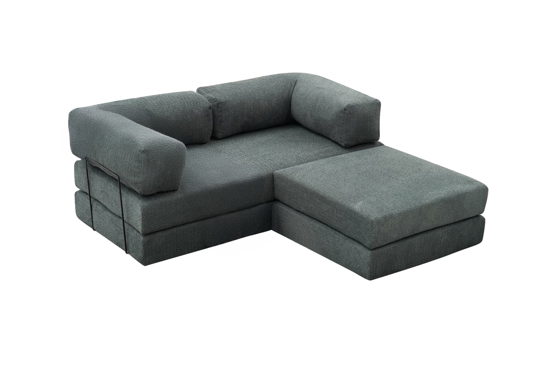 Comfort Schlafsofa 2-Sitzer mit Hocker Petrol