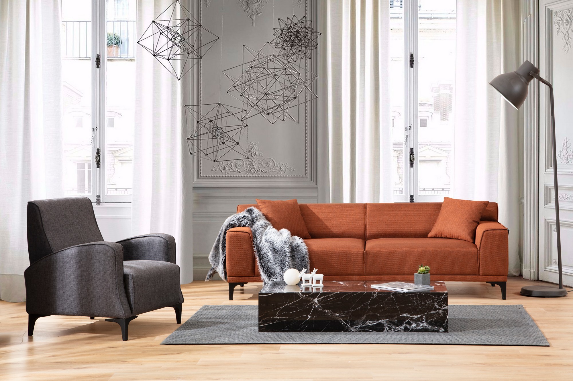 Petra 3 Sofa Orange