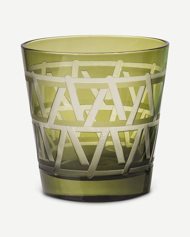 Tie Up Drinking glasses Set of 4 Glass Green