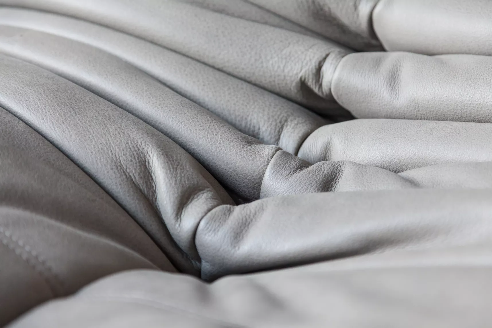 Togo Lounge Set 3 pz. Pelle Madras Grigio cenere