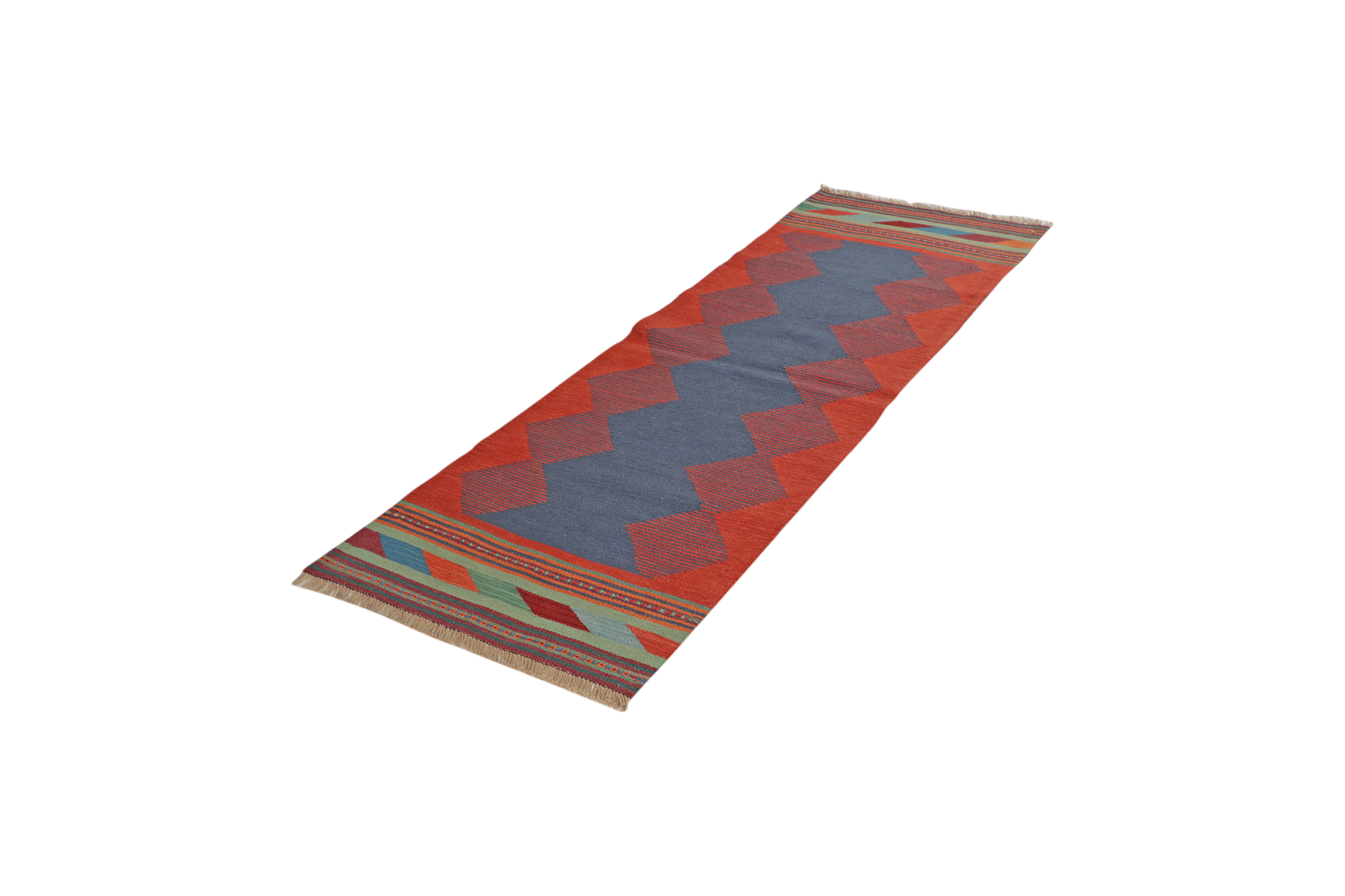Kilim Gashgai Teppich Blau Rot