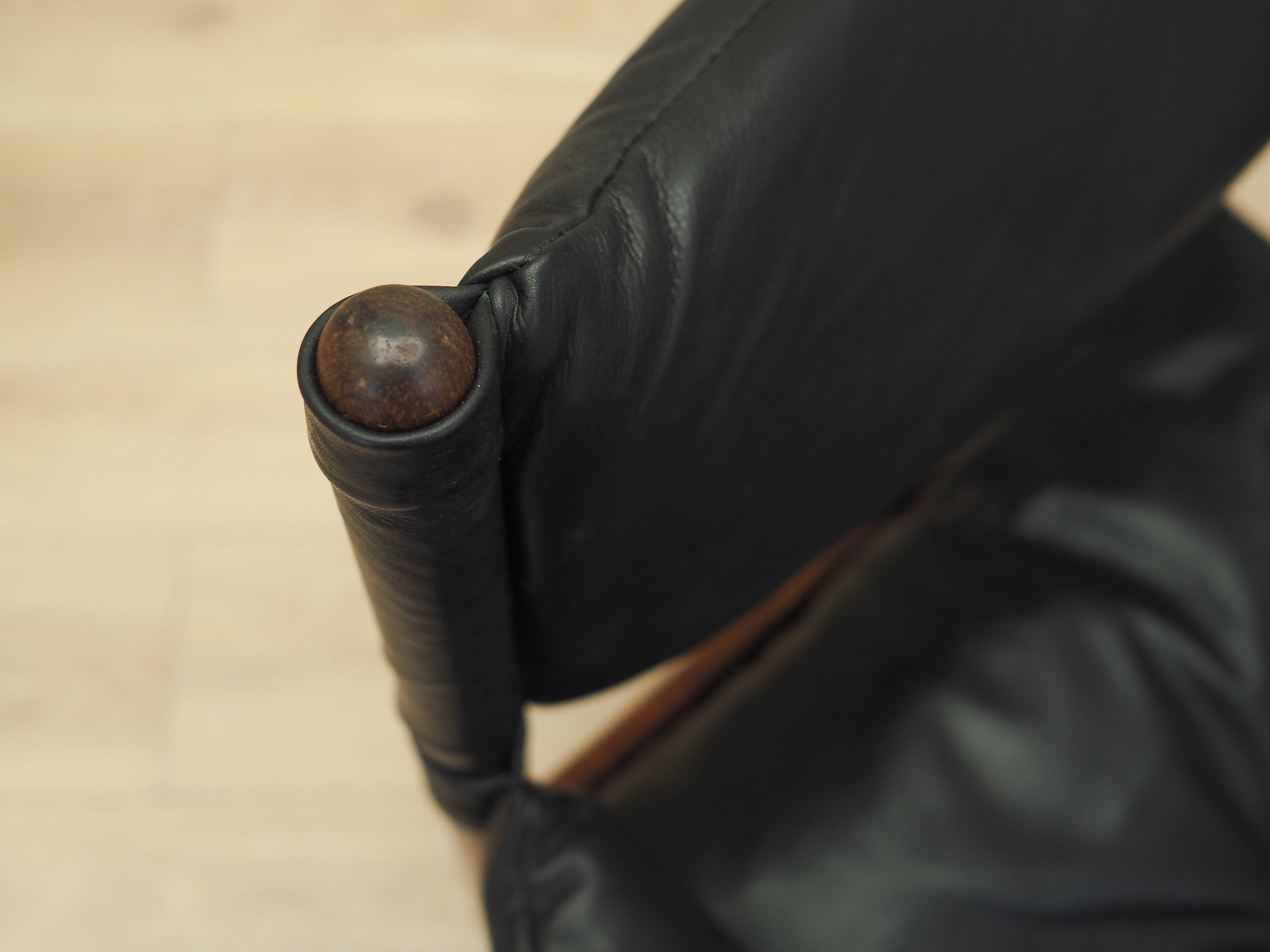 Modus Armchair Wood Leather Black 1960s