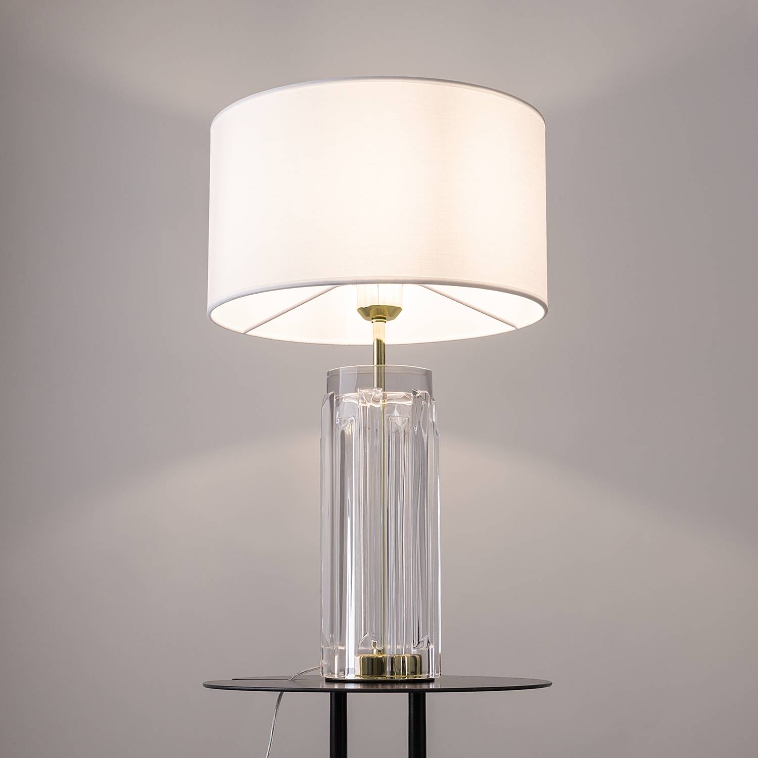 Tischleuchte Muse 1-Flammig Baumwollstoff Farbglas 