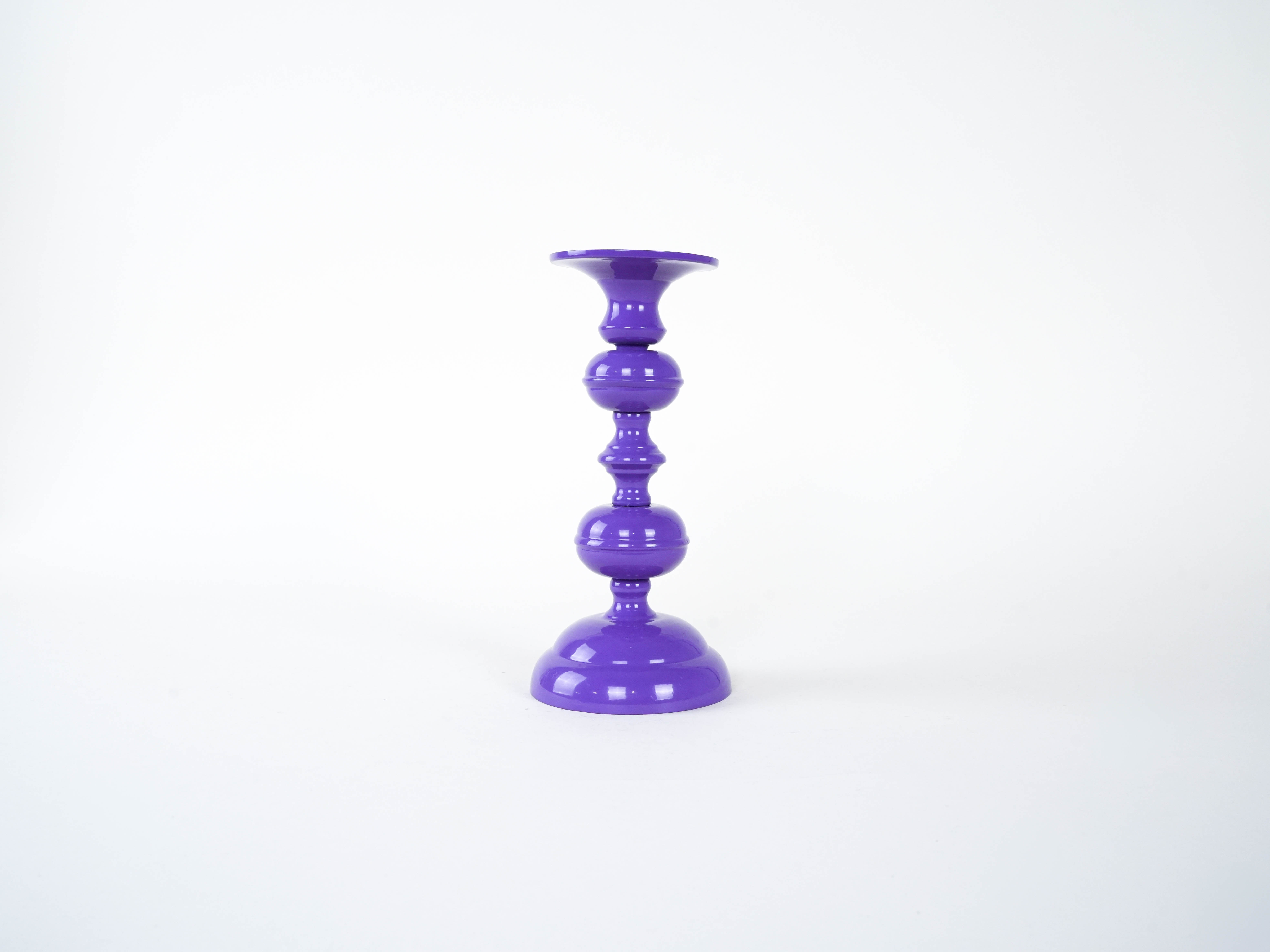 Metal Candle Holder 1970s Purple