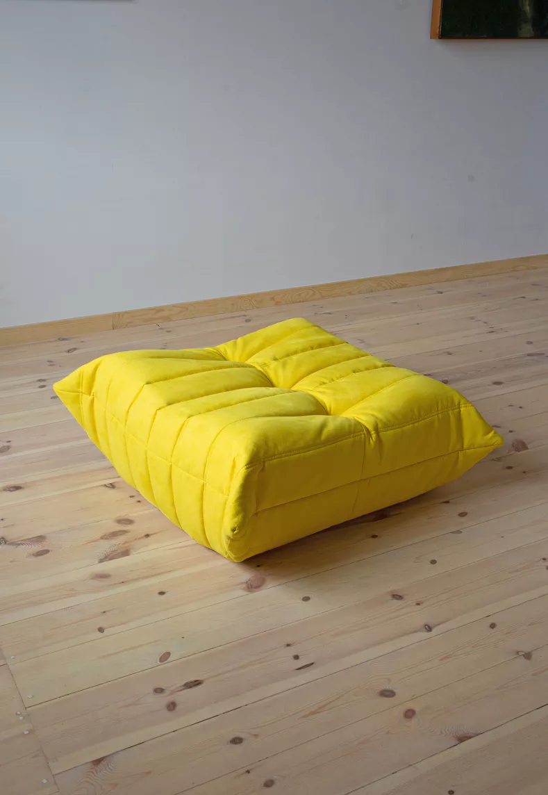 Togo Pouf Tessuto Giallo Limone