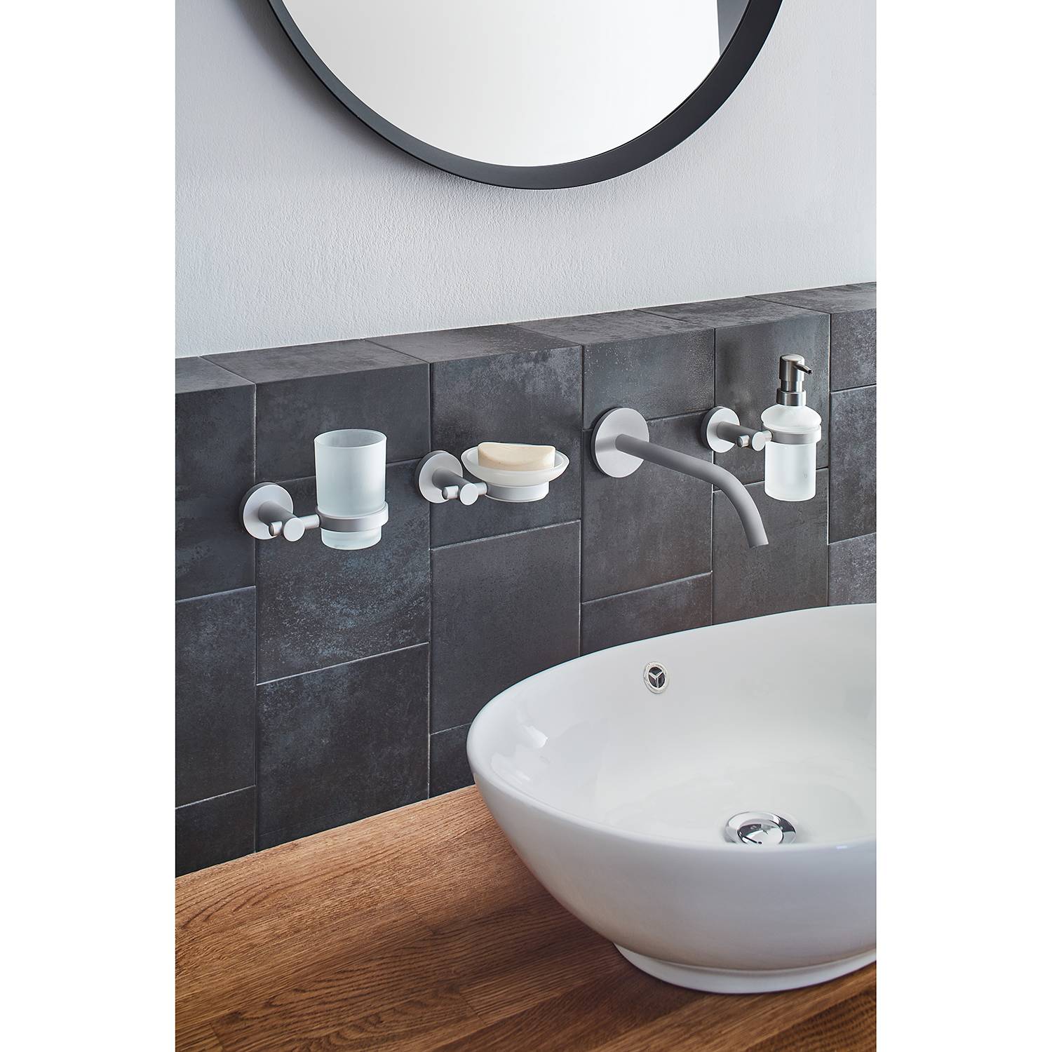 Toothbrush holder Apollo frosted glass Silver