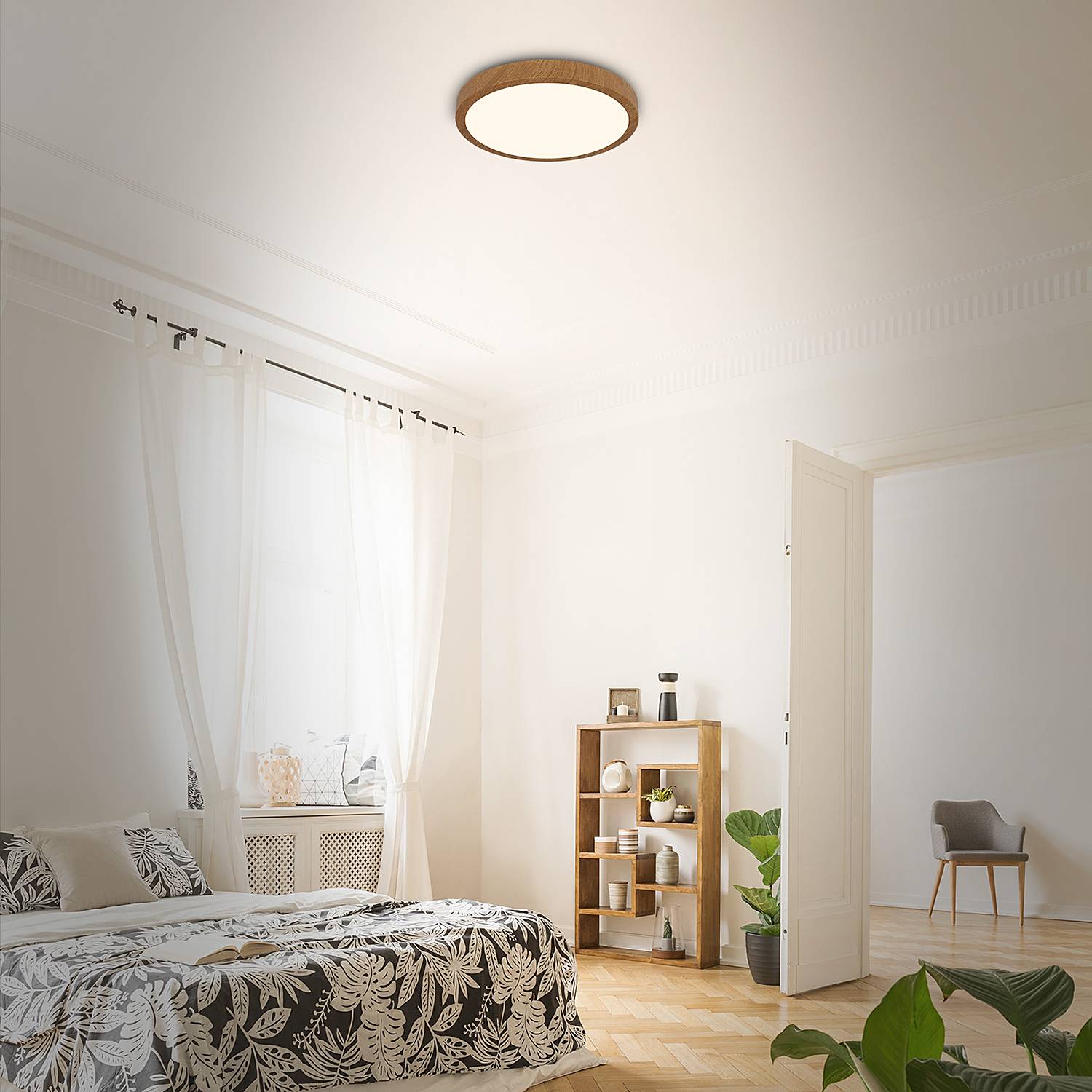 Runa Wood II LED-Deckenleuchte Nylon Eisen 1-flammig
