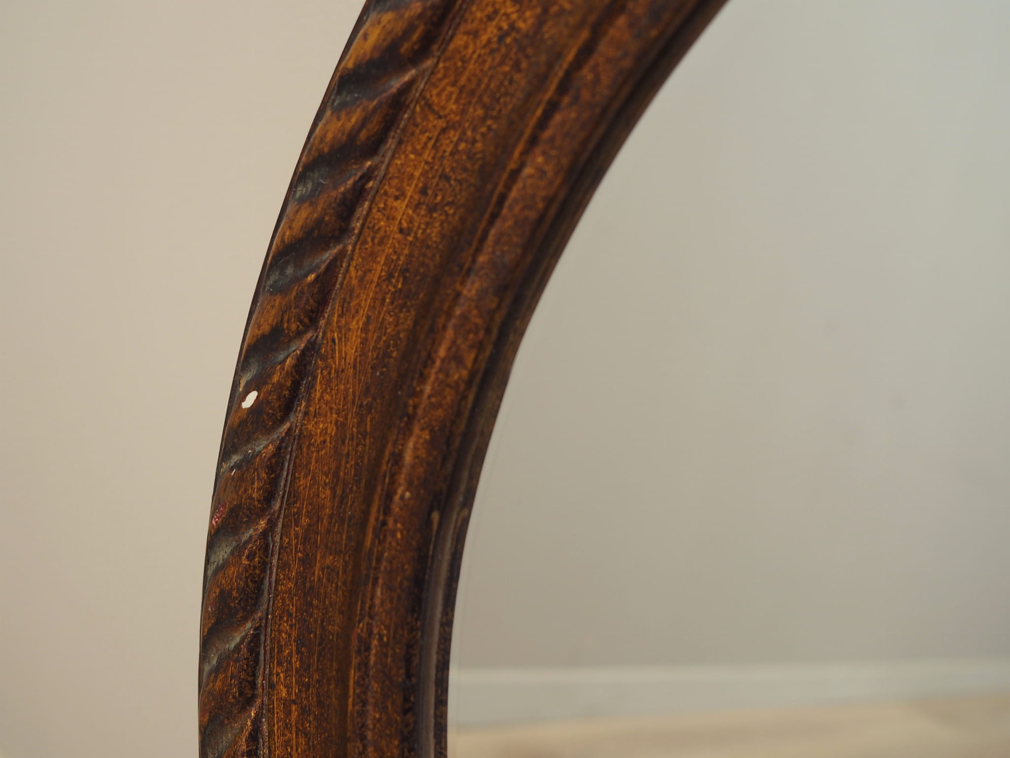 Vintage mirror wooden frame brown 1960s
