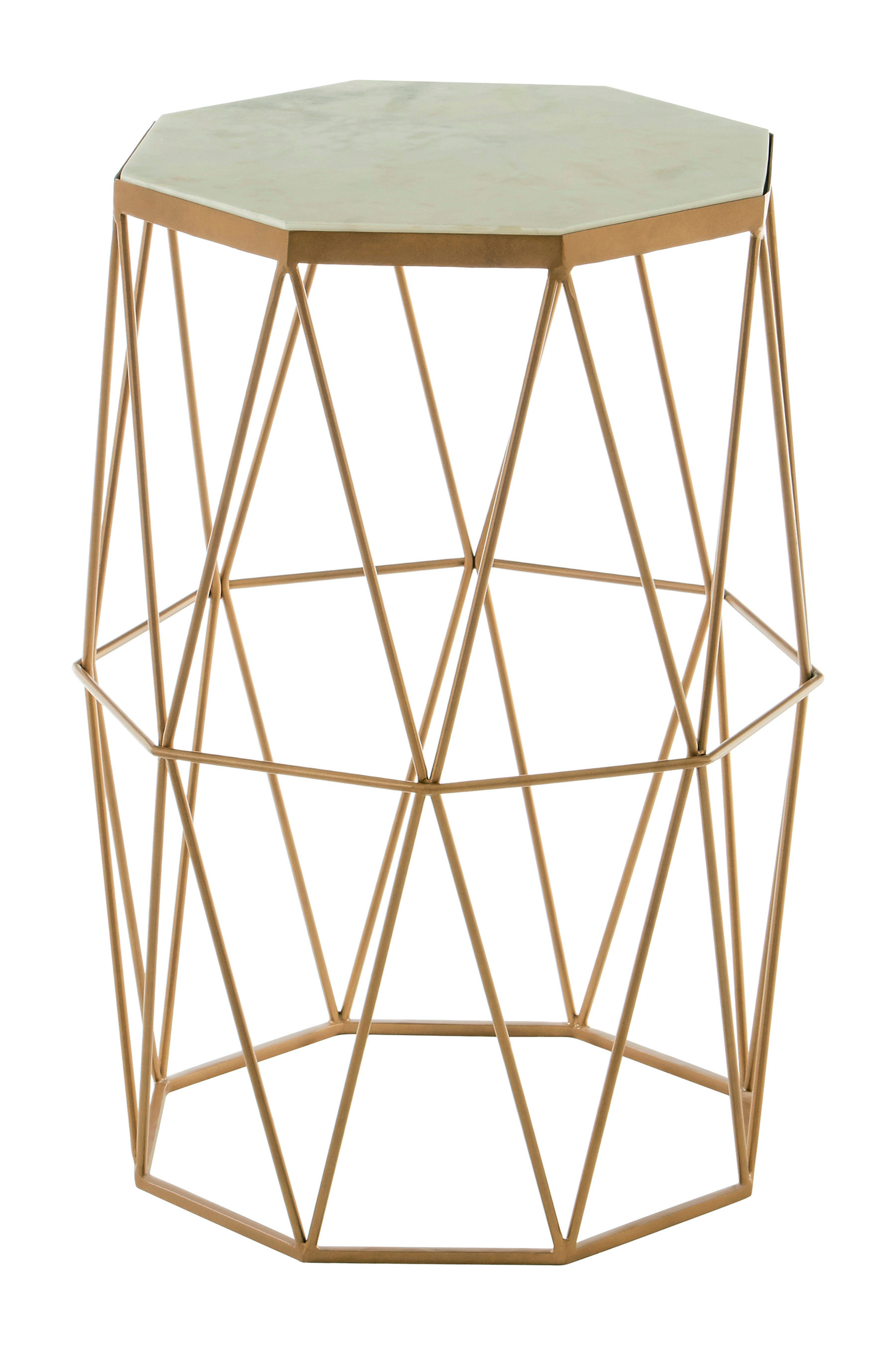 Shalimar Achteckiger Marmor und Gold Beistelltisch
