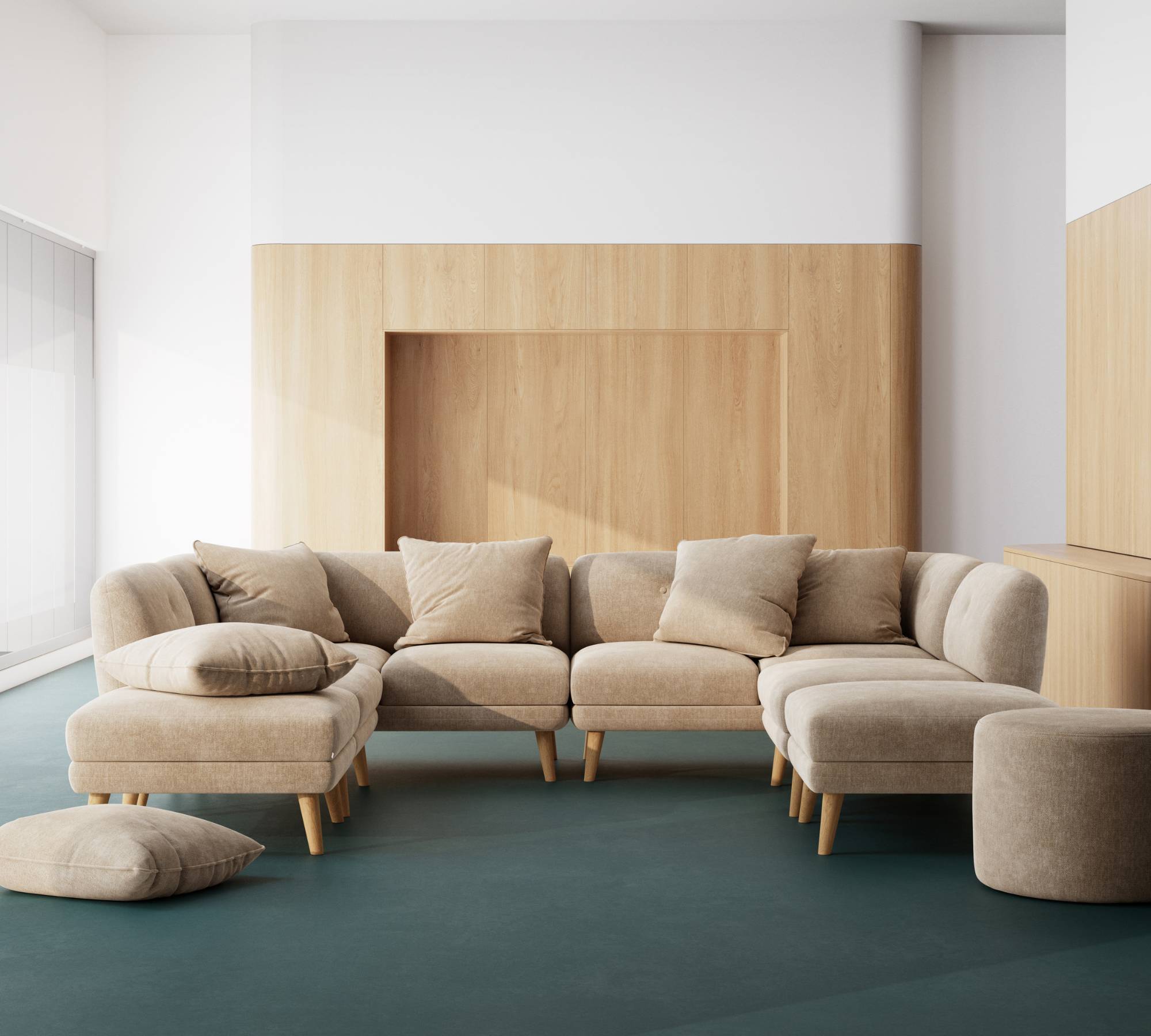 Alfred 1-Sitzer Modul Velour Matt Beige