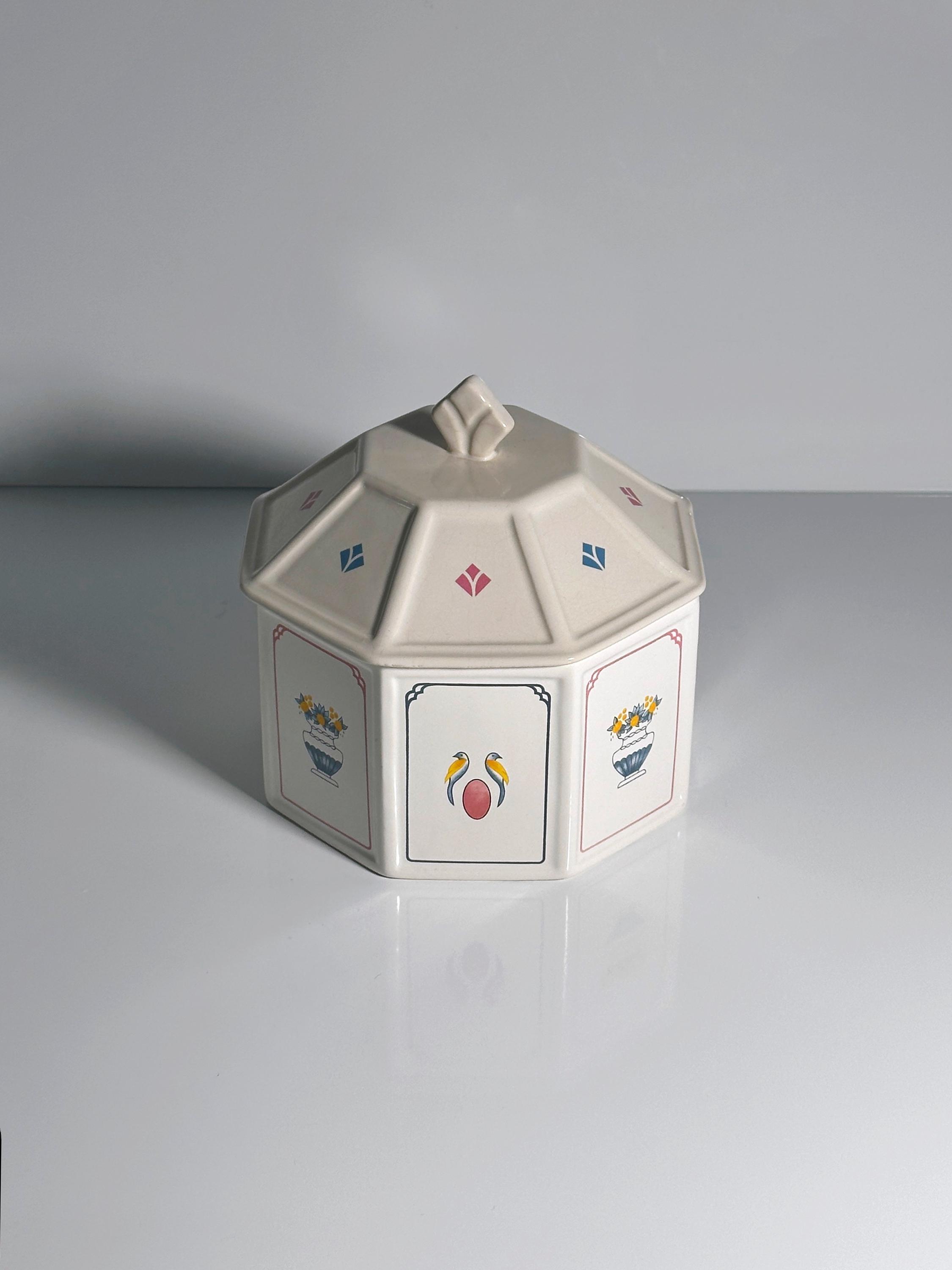 Art Deco Revival Keksdose Keramik 1990er Jahre