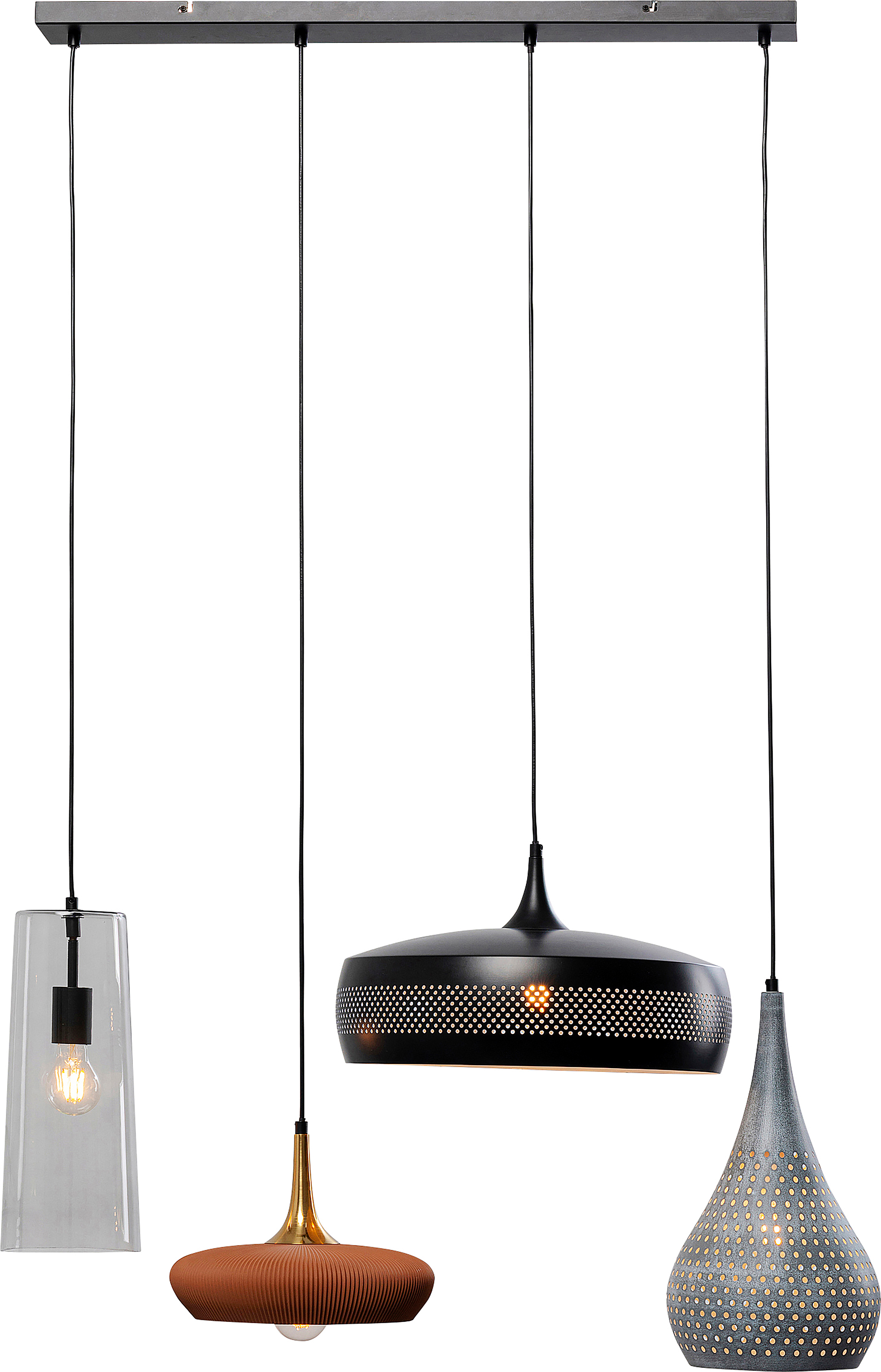 Melange Typ A Pendelleuchte Stahl Klarglas Grau Braun