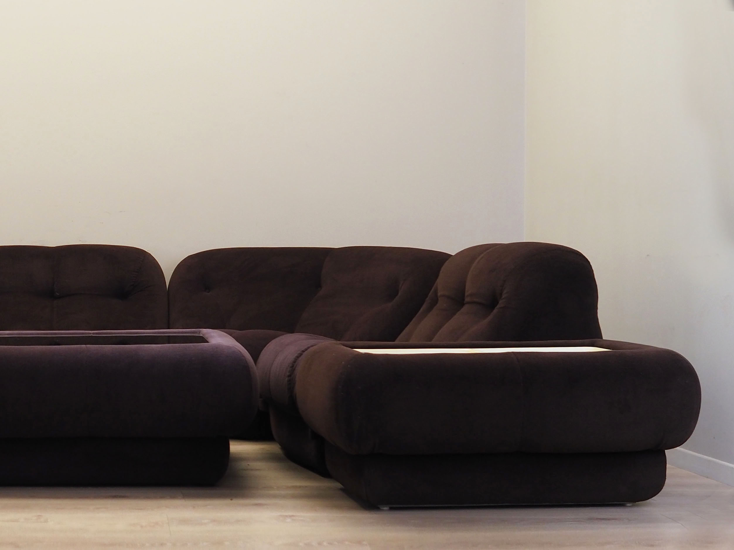 Wohnzimmer-Set Samt Braun 1970er Jahre