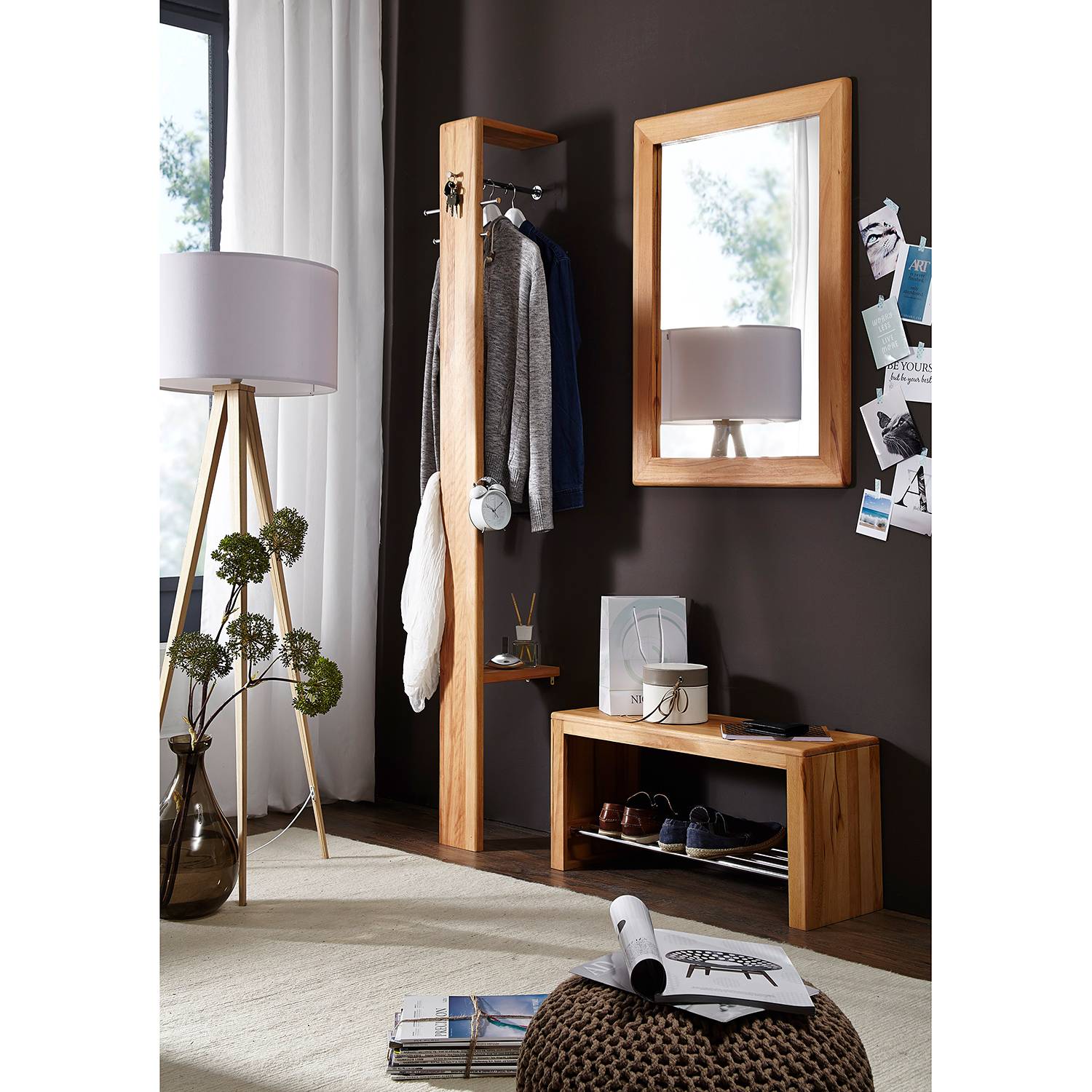 Garderobenbank Anamur Massiv Eiche