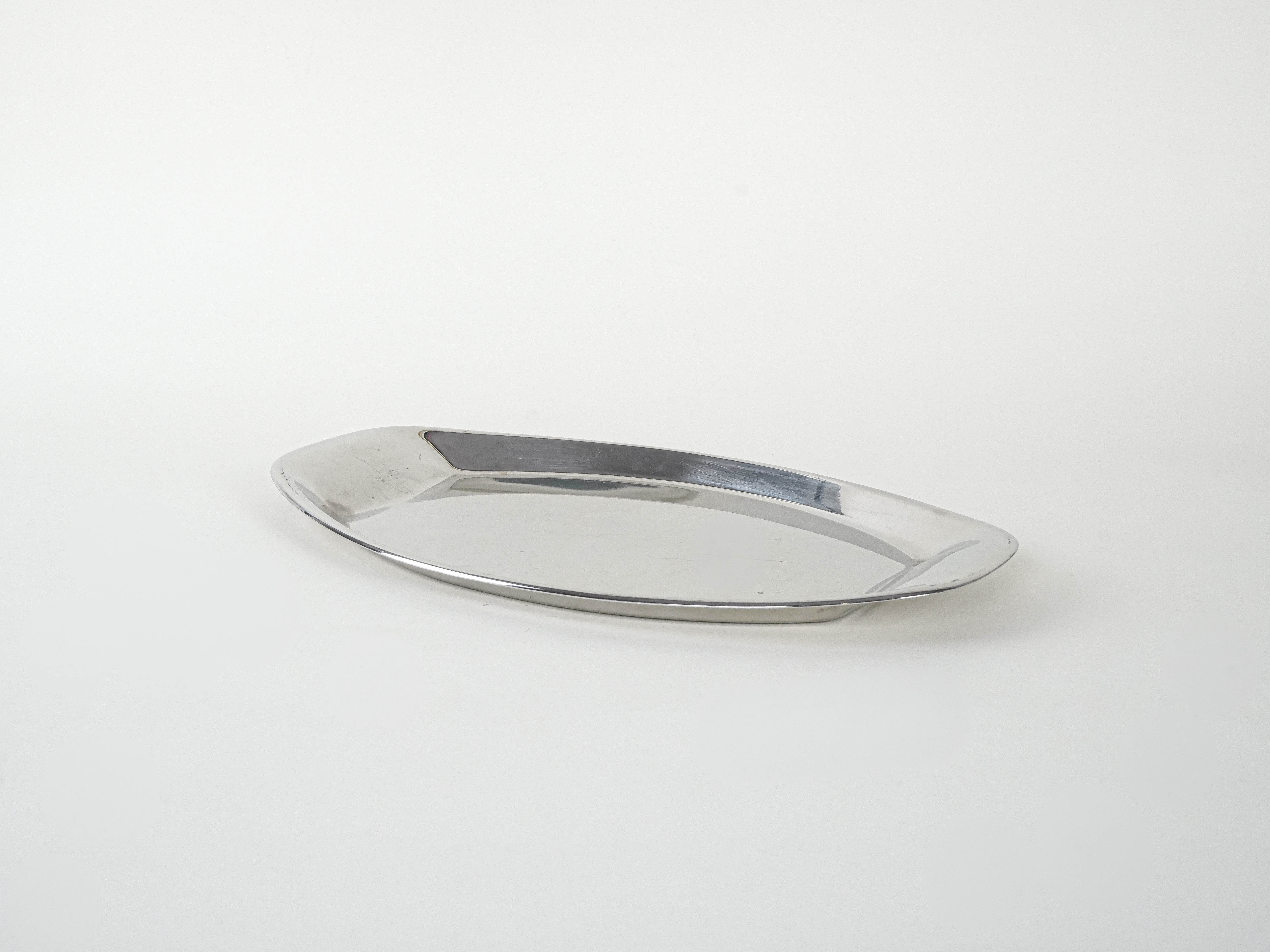 Metal tray Oval Silver 1980s