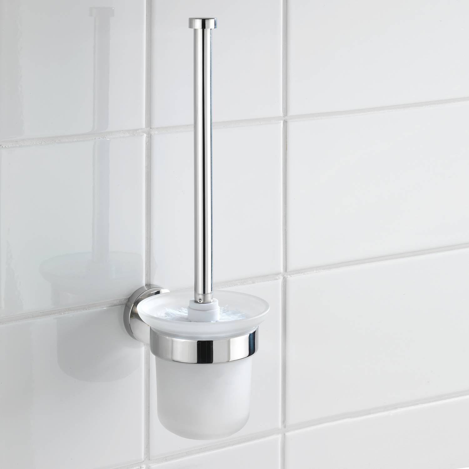 WC-Bürste Bosio I Milchglas Edelstahl Silber