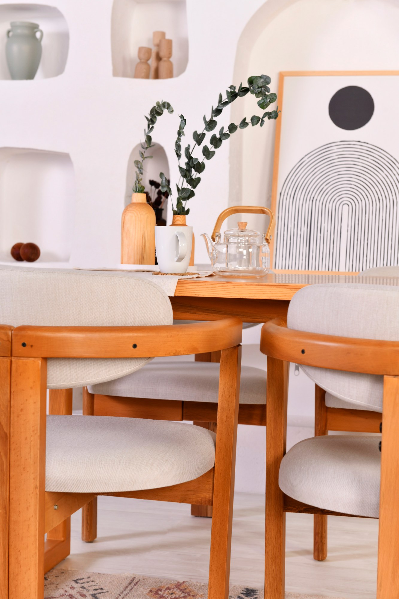 Cheri Set tavolo da pranzo 5 pz. pelle nabuk grigio chiaro