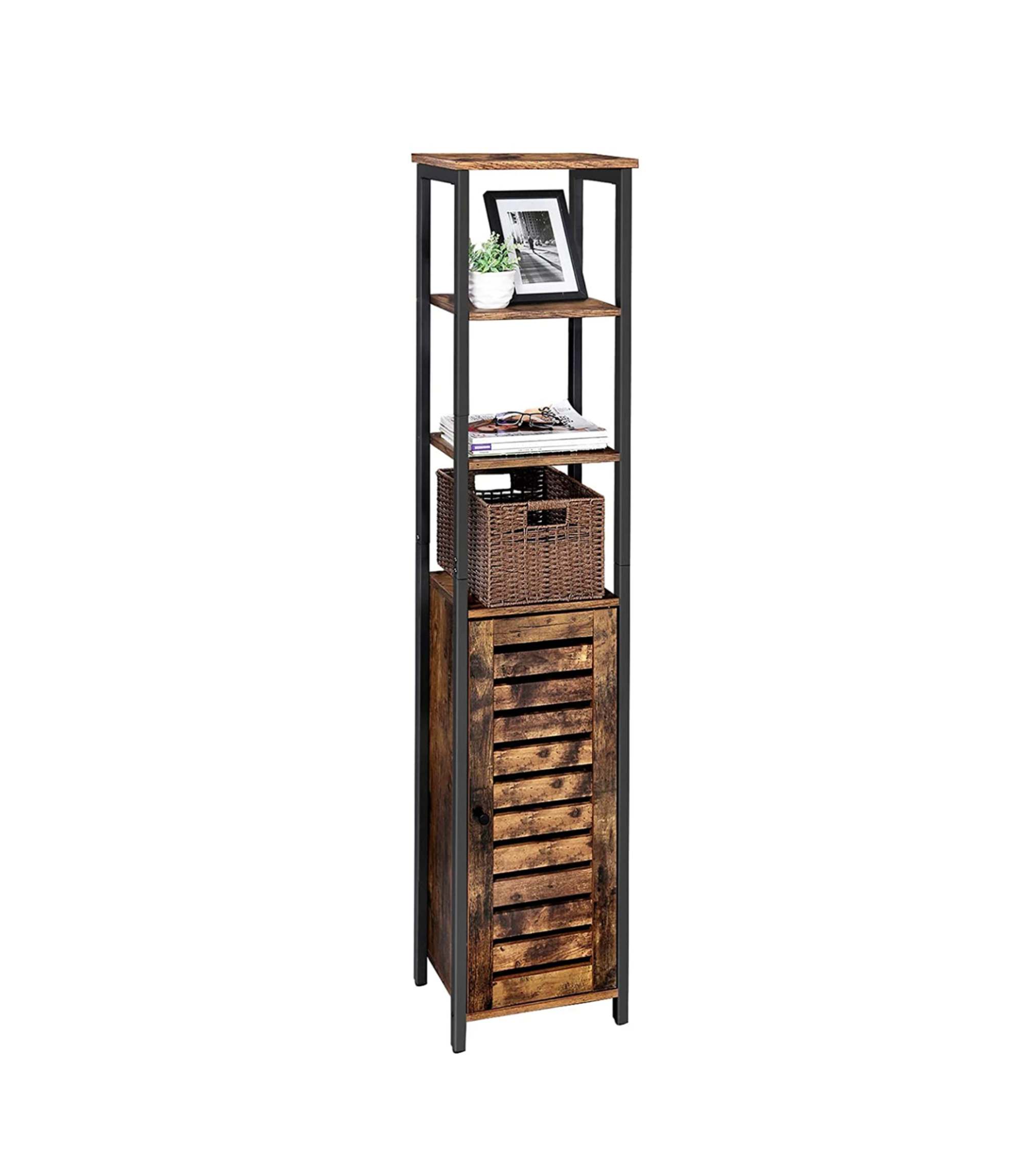 Regal Holz Metall Braun Schwarz
