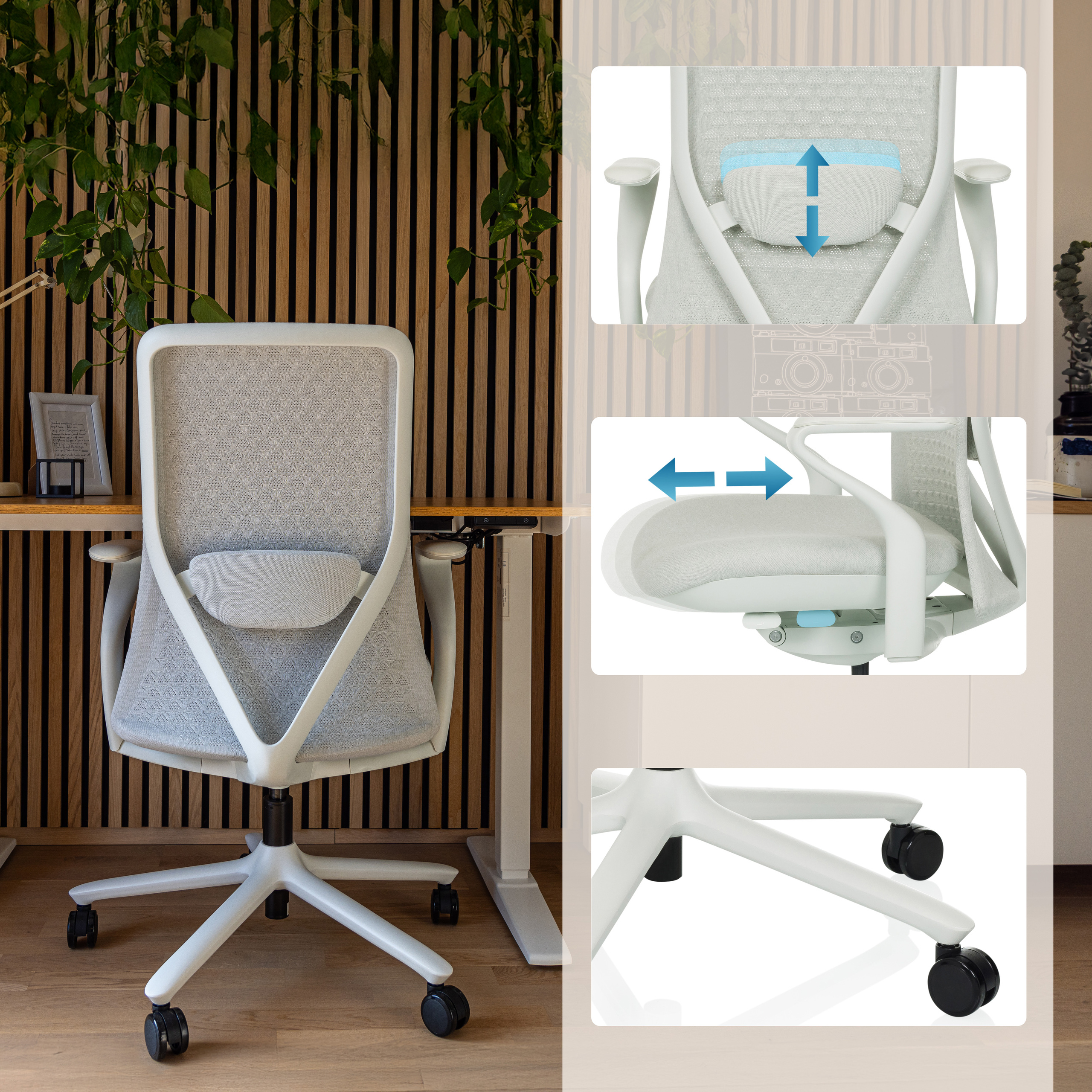 VERVIO Bürostuhl Netzstoff Hellgrau