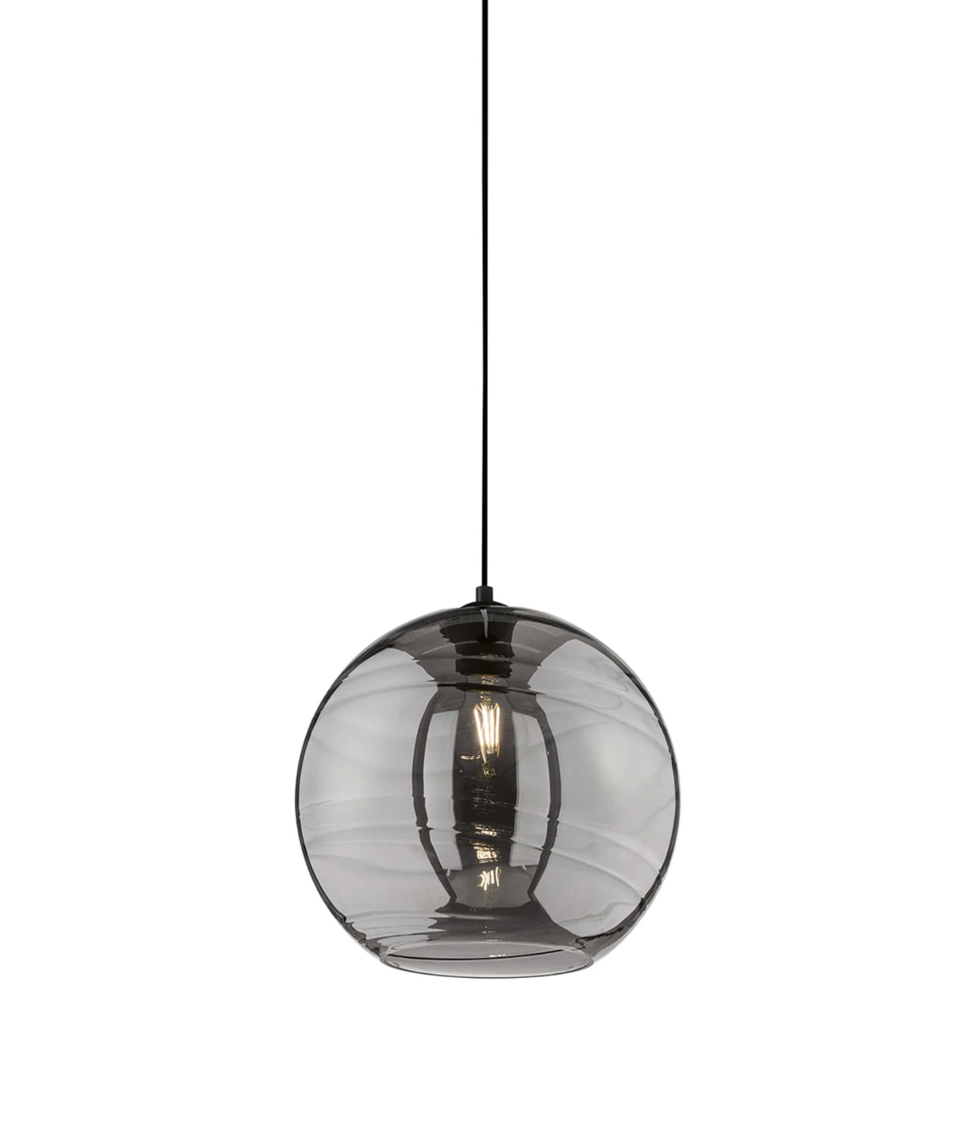 Pendant lamp Opie II 1-light smoked glass metal