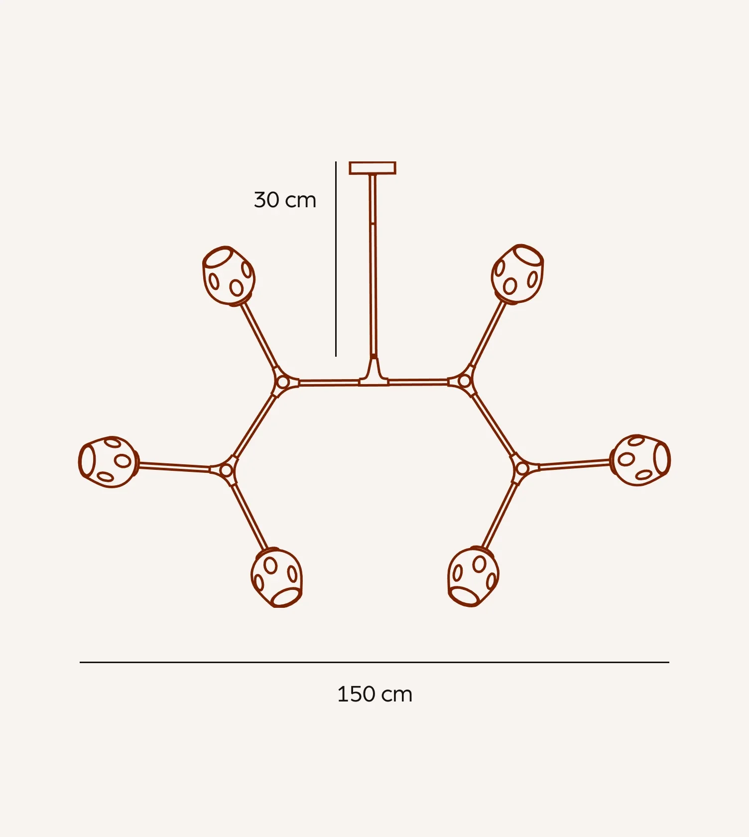 Uranos 6-flammige Deckenleuchte Schwarz