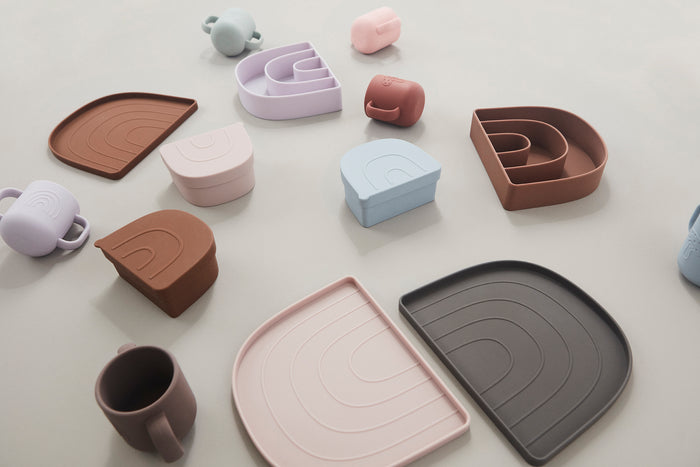 Regenbogen Teller & Schüssel Silikon Choko Vanille