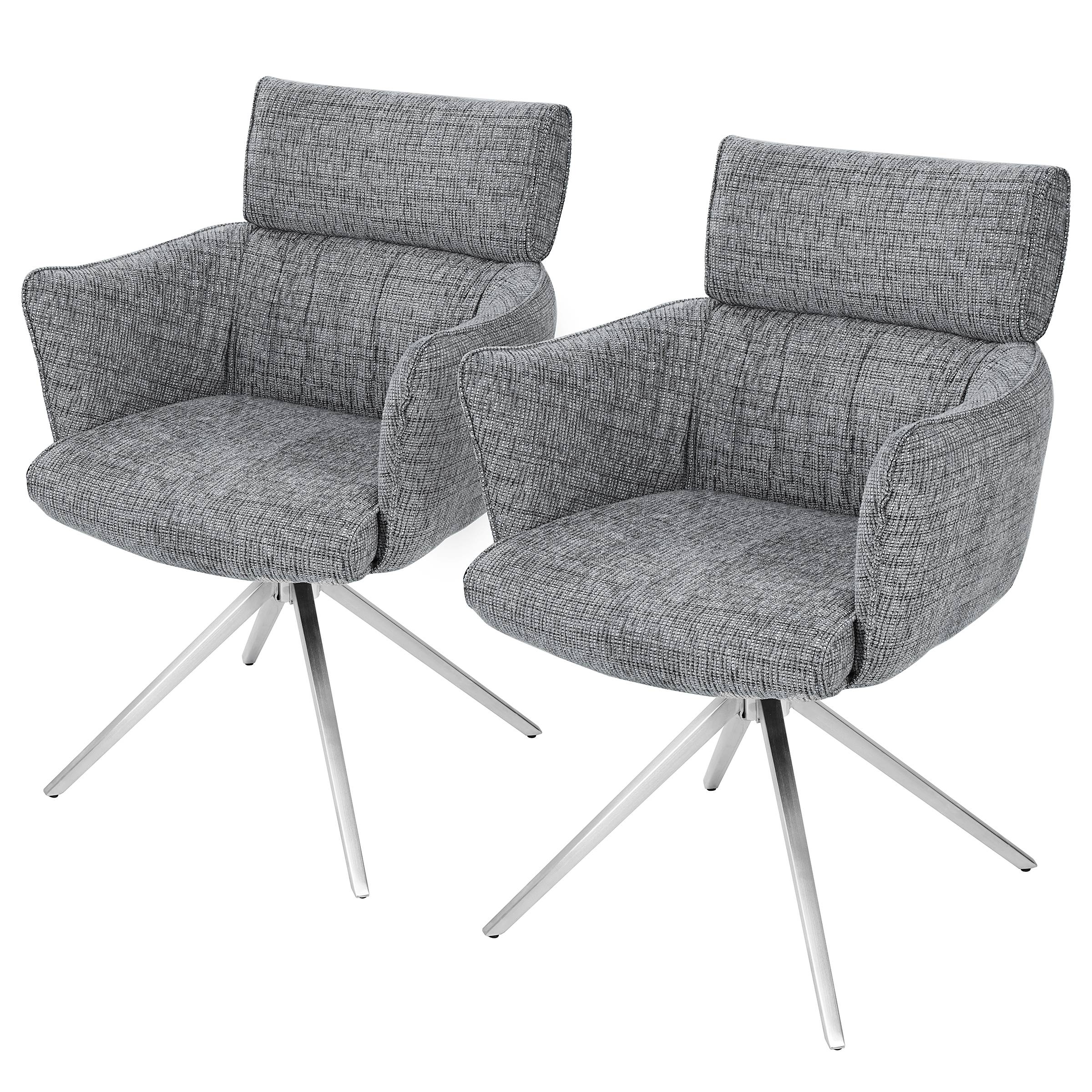 2x Drehbarer Armlehnenstuhl IMMAH Grau